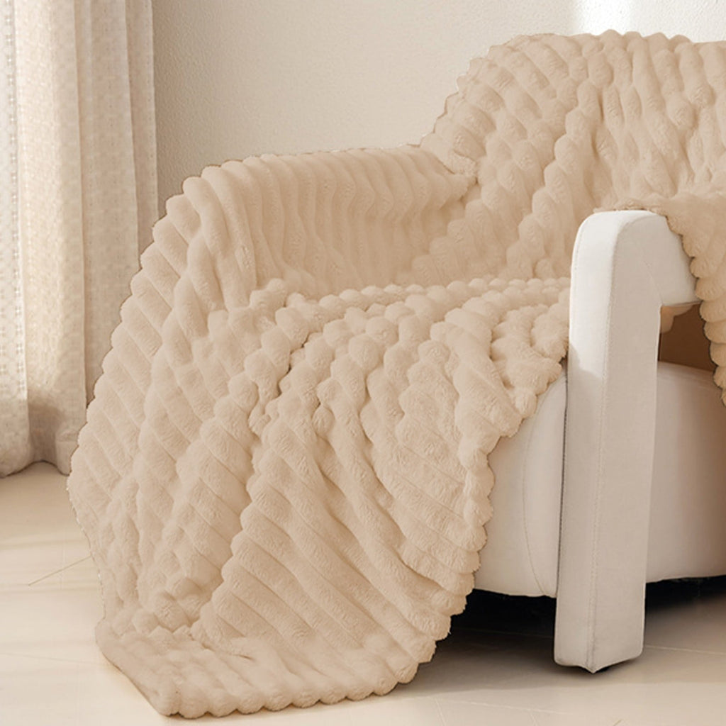 Reversible Sherpa Extra Large Throw Blanket for Couch Home Office Hotel 100% Cotton Super Soft Blanket for Adult 47"x70" Khaki - Super Soft Reversible Sherpa Flannel Blanket Detail