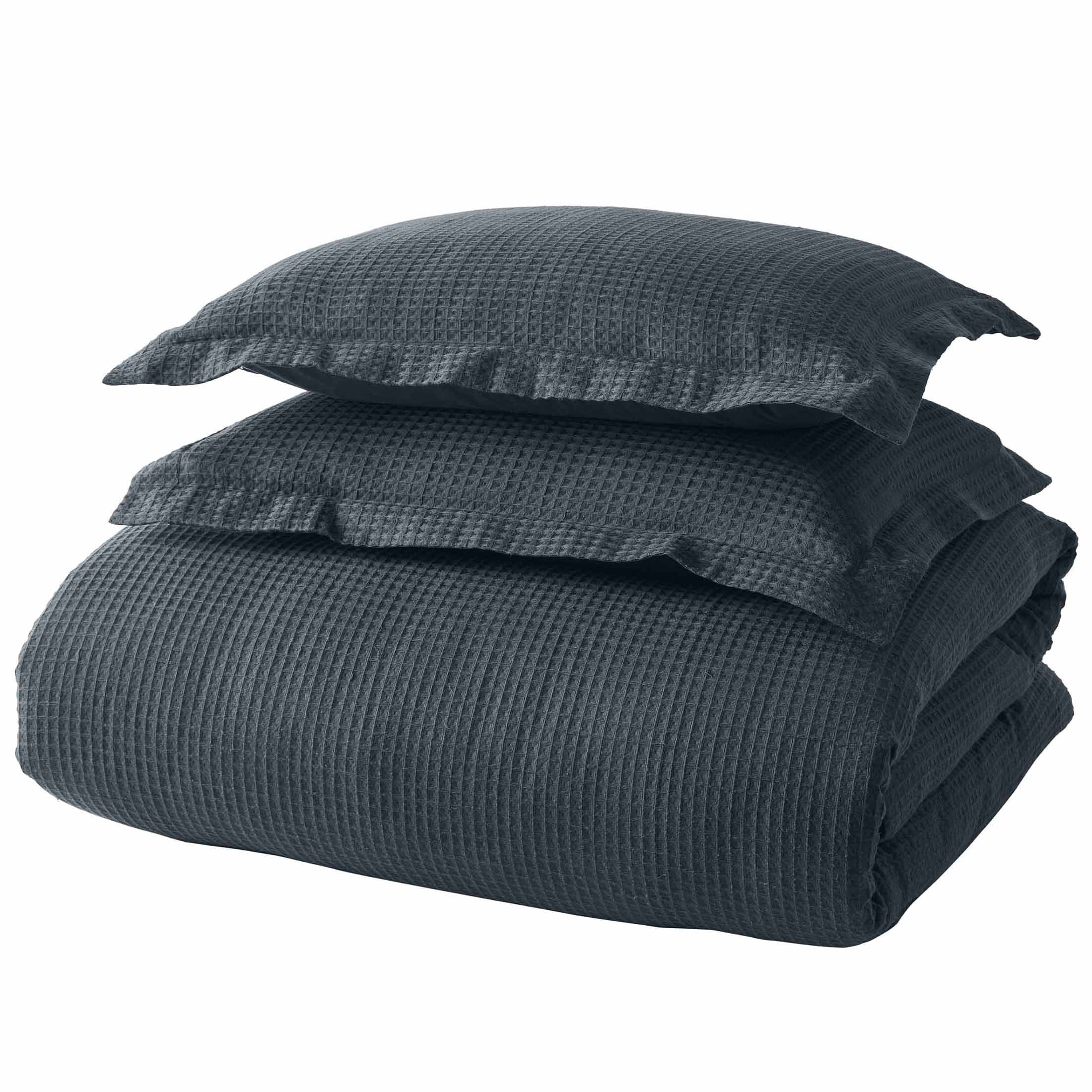 Hypoallergenic Cloud 3-Piece Grey Waffle Comforter Set, Adult Full/Queen - Hypoallergenic Ultra-Fluffy Quilt for Winter Detail