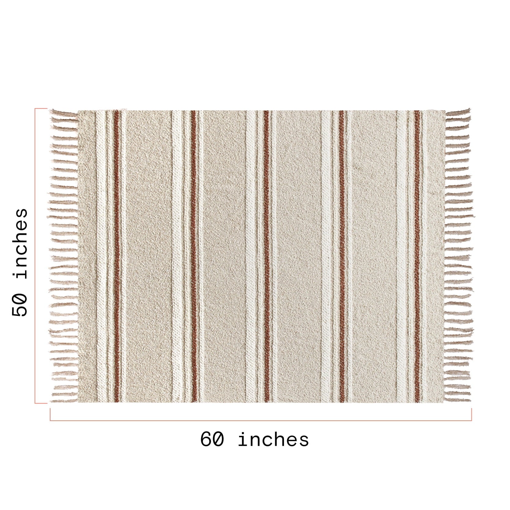 Lightweight Warm 60" x 50" Cozy Striped Porcini Chenille Throw - Super Soft Reversible Sherpa Flannel Blanket Detail