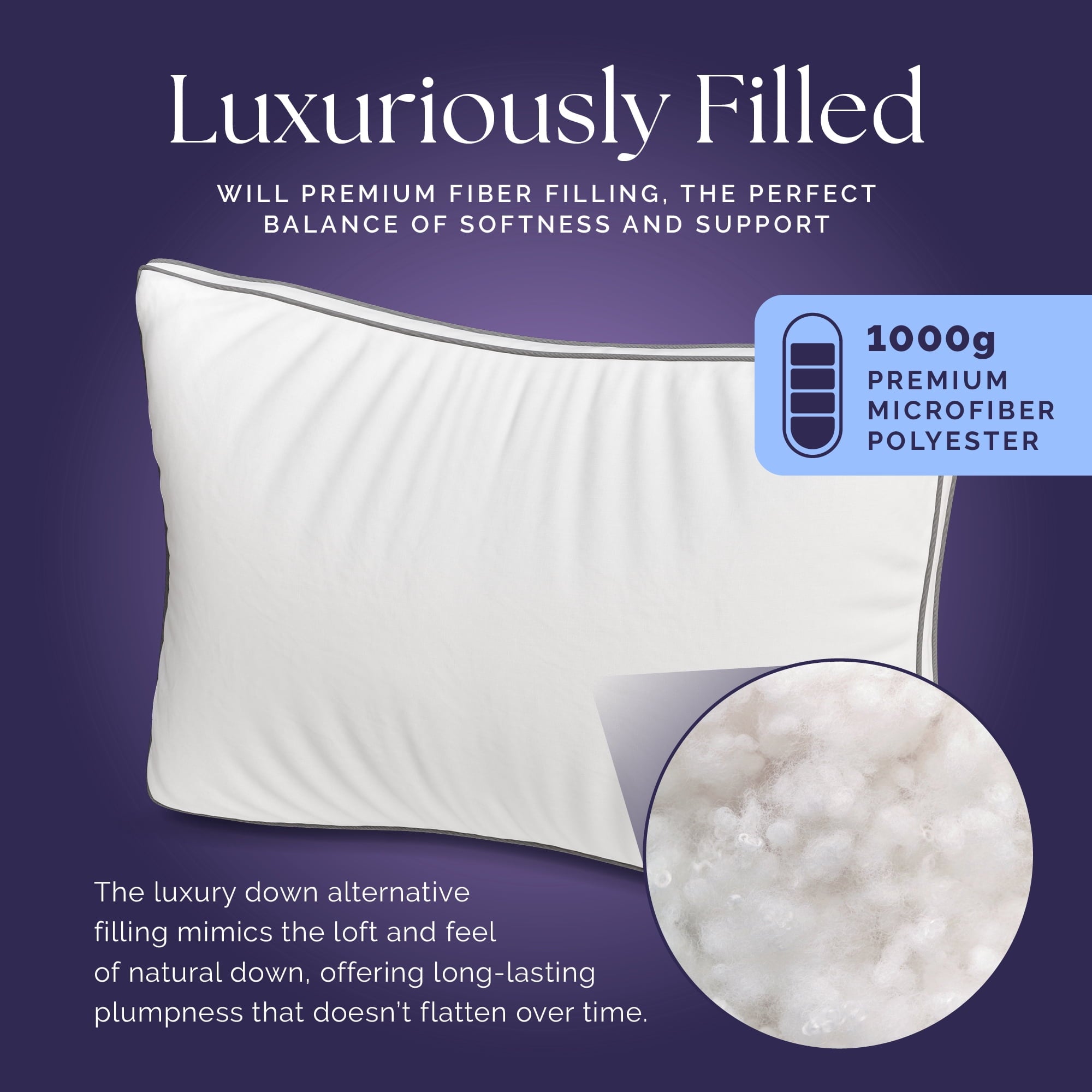 Ergonomic Memory Foam Bed Pillows Queen Size Set of 2 - Luxury Down Alternative Pillow - 5 Star Hotel Pillows for Back, Side and Stomach Sl... - Hotel Quality Plush Sleeping Pillows Detail