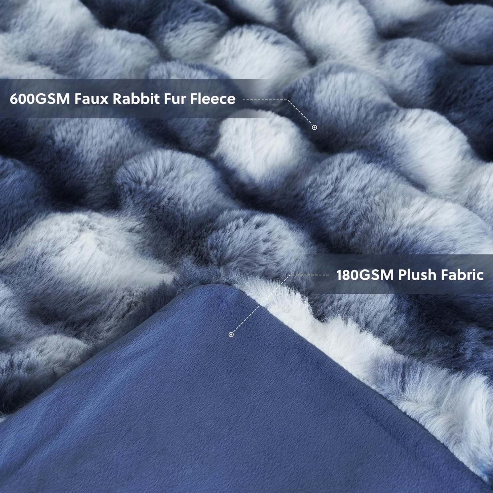 Super Soft Flannel Faux Fur Throw Blanket for Couch Luxury Fluffy Thick Bubble Blanket Warm Cozy Throw for Bedroom Living Room, 50" x 60... - Lightweight Plush Warm Blanket for All Seasons Detail