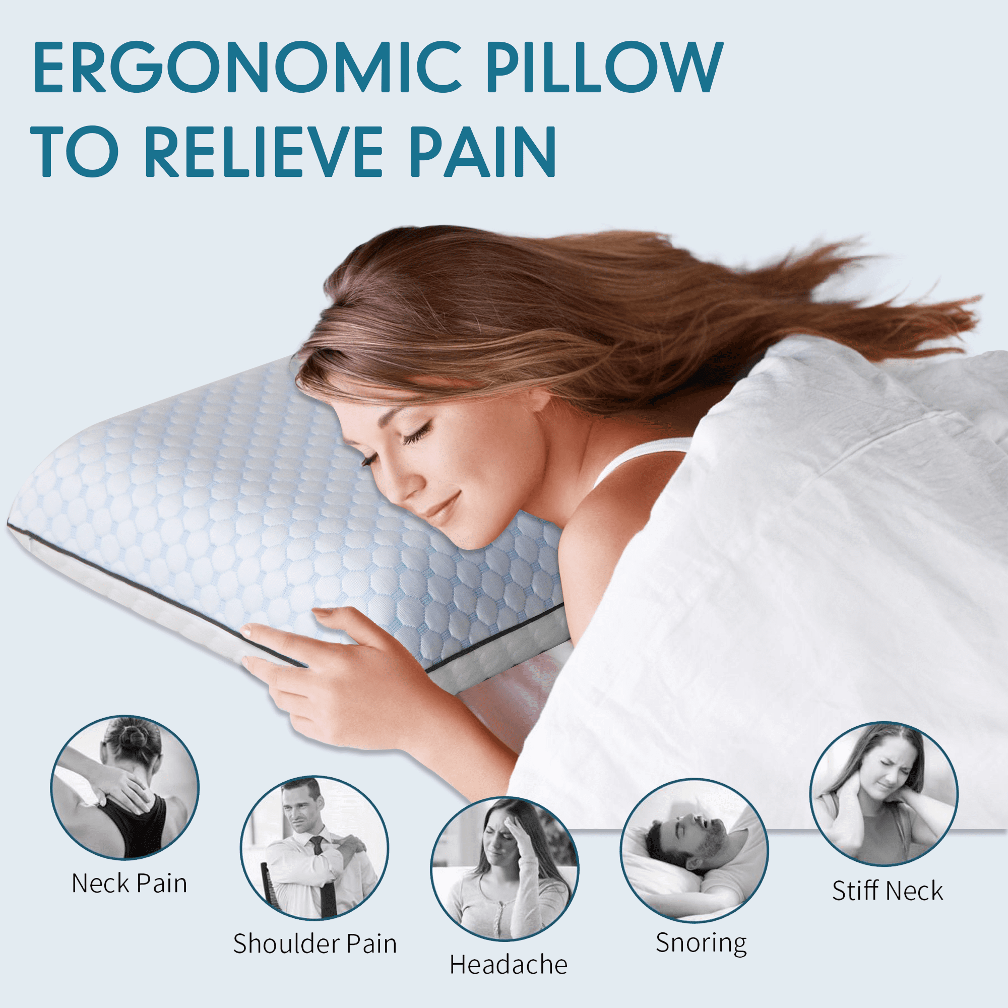 Hotel Collection Gel Memory Foam Pillow, Queen Size Bed Pillow, Washable Cover, Cooling, Breathable Neck Pillow for Sleeping - Orthopedic Shredded Foam Bed Pillow Set Detail