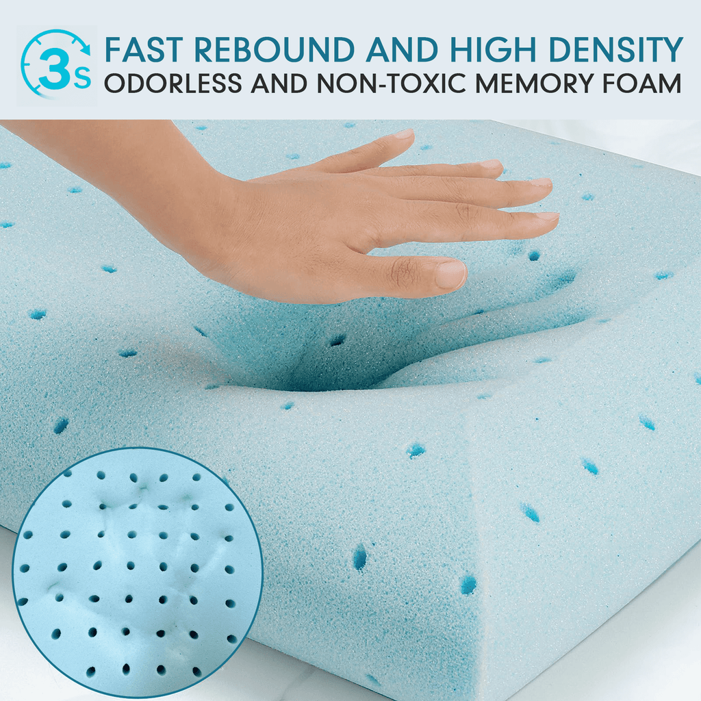 Hotel Collection Gel Memory Foam Pillow, Queen Size Bed Pillow, Washable Cover, Cooling, Breathable Neck Pillow for Sleeping - Orthopedic Shredded Foam Bed Pillow Set Detail