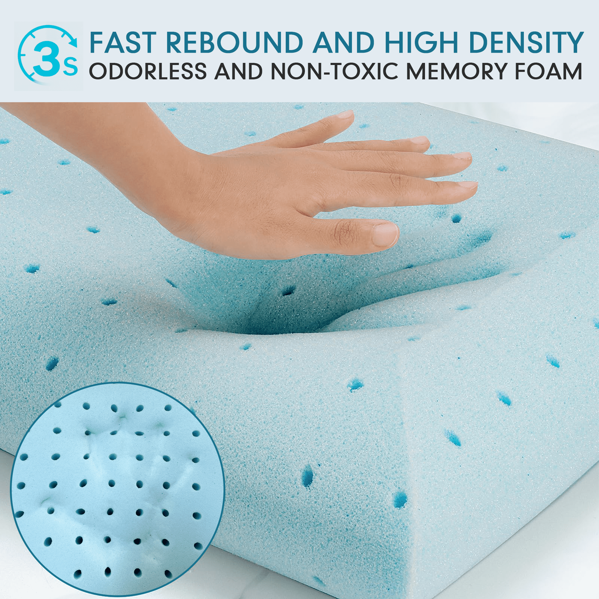 Hotel Collection Gel Memory Foam Pillow, Queen Size Bed Pillow, Washable Cover, Cooling, Breathable Neck Pillow for Sleeping - Orthopedic Shredded Foam Bed Pillow Set Detail