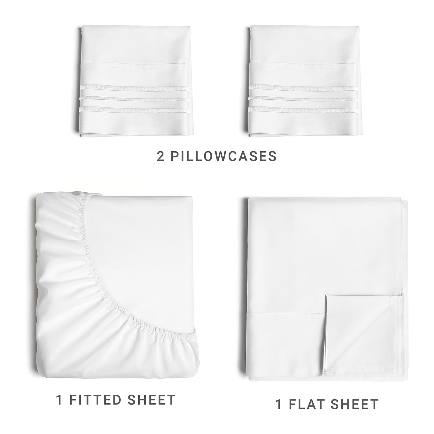 Cooling Sateen 4-Piece Ultra Soft & Comfy Hotel Luxury Sheet Set - Full Size Cooling Bed Sheet Fits 8"-16" Mattresses, White - Breathable Egyptian Cotton Flat & Fitted Sheets Detail