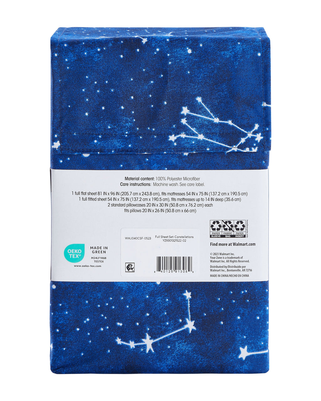 Breathable Luxury Kids Soft Microfiber Sheet Set, Navy Blue Stars, Full, 4 Pieces, Easy Care - Breathable Egyptian Cotton Flat & Fitted Sheets Detail