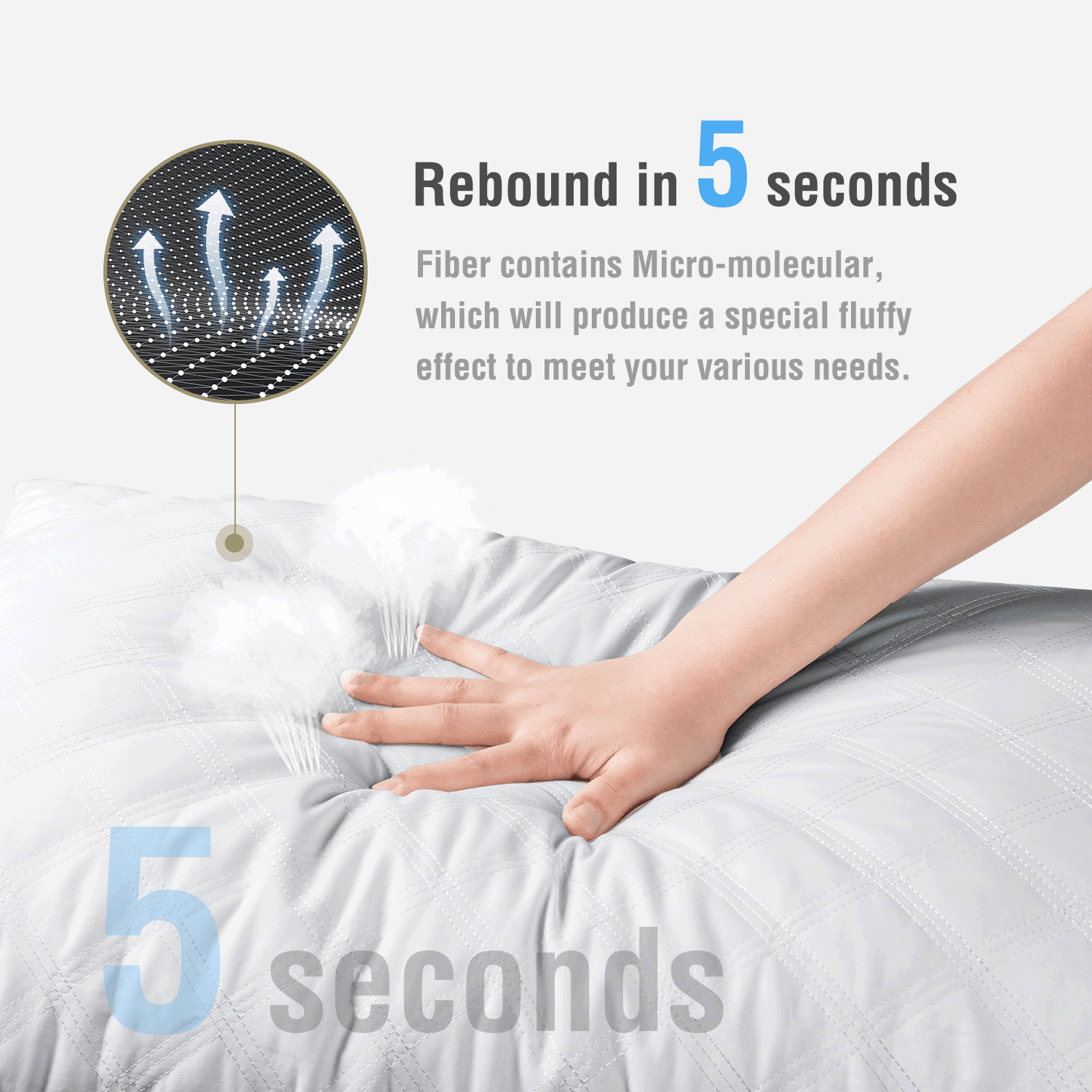 Ergonomic Memory Foam Bed Pillows Queen Size Set of 2 Pillows for Bed 2 Pack Cooling Hotel Collection Down Alternative Pillows 20 x 30 inches - Orthopedic Shredded Foam Bed Pillow Set Detail