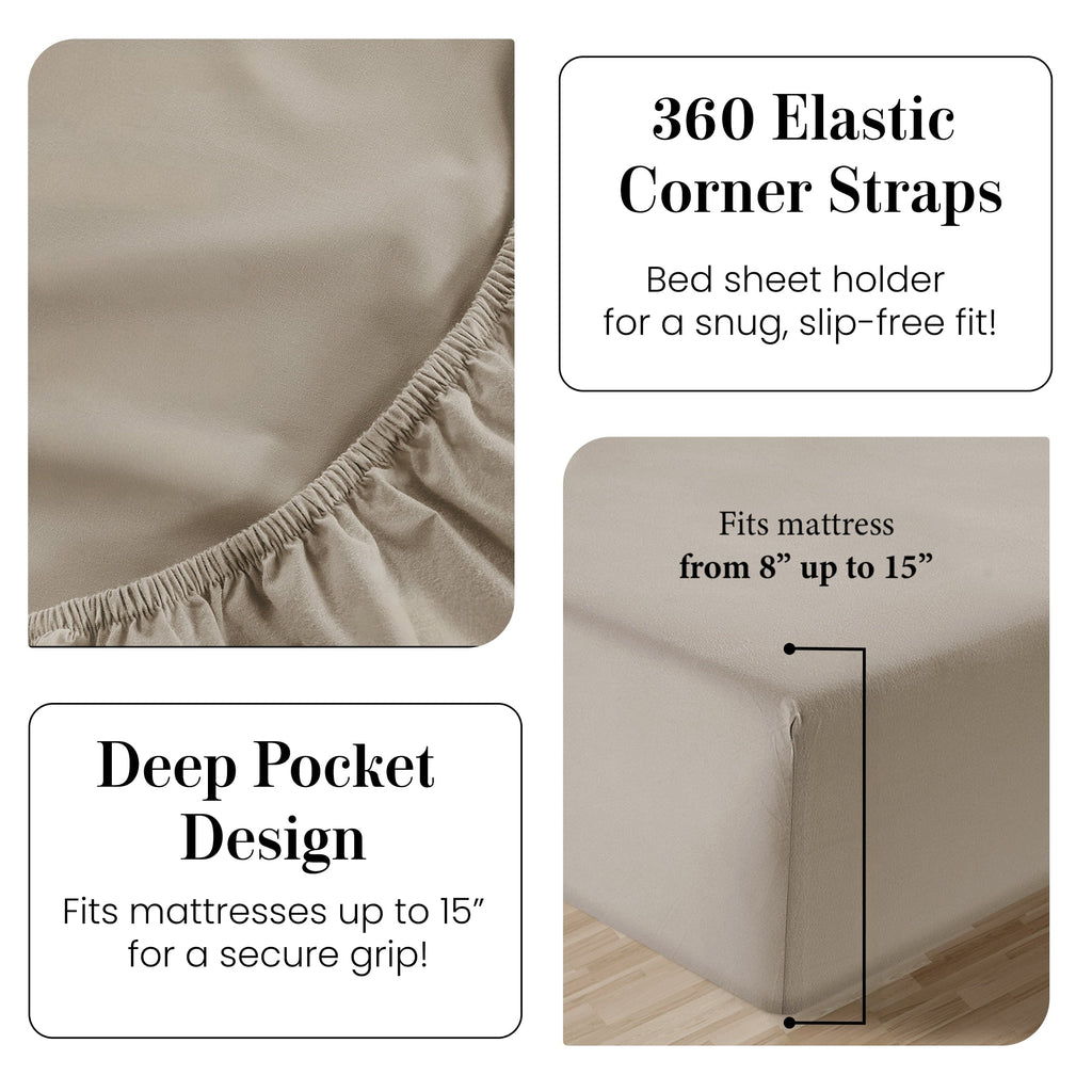 Cooling Sateen 100% Cotton Sheets Set – 4 Piece Cal King Bed Sheet, Soft & Comfy All Season Breathable Percale Weave, 15” Snug Fit D... - Luxury Bed Sheet Set with Deep Pockets Detail