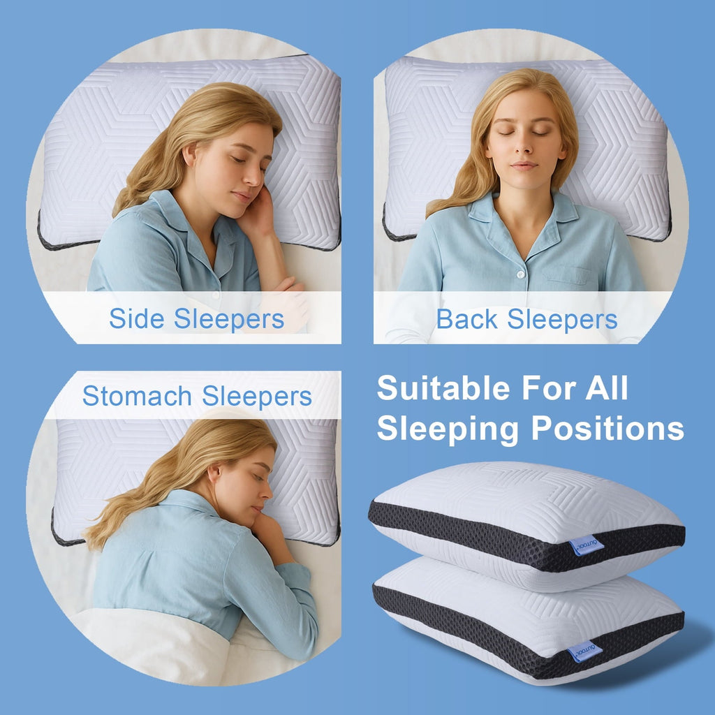 Fluffy Shredded Soft Bed Pillow, Shredded Memory Foam Pillow, Comfortable Sleeping Pillow, Standard Size, Affordable Everyday Use - Ergonomic Memory Foam Pillow for Neck Pain Support Detail