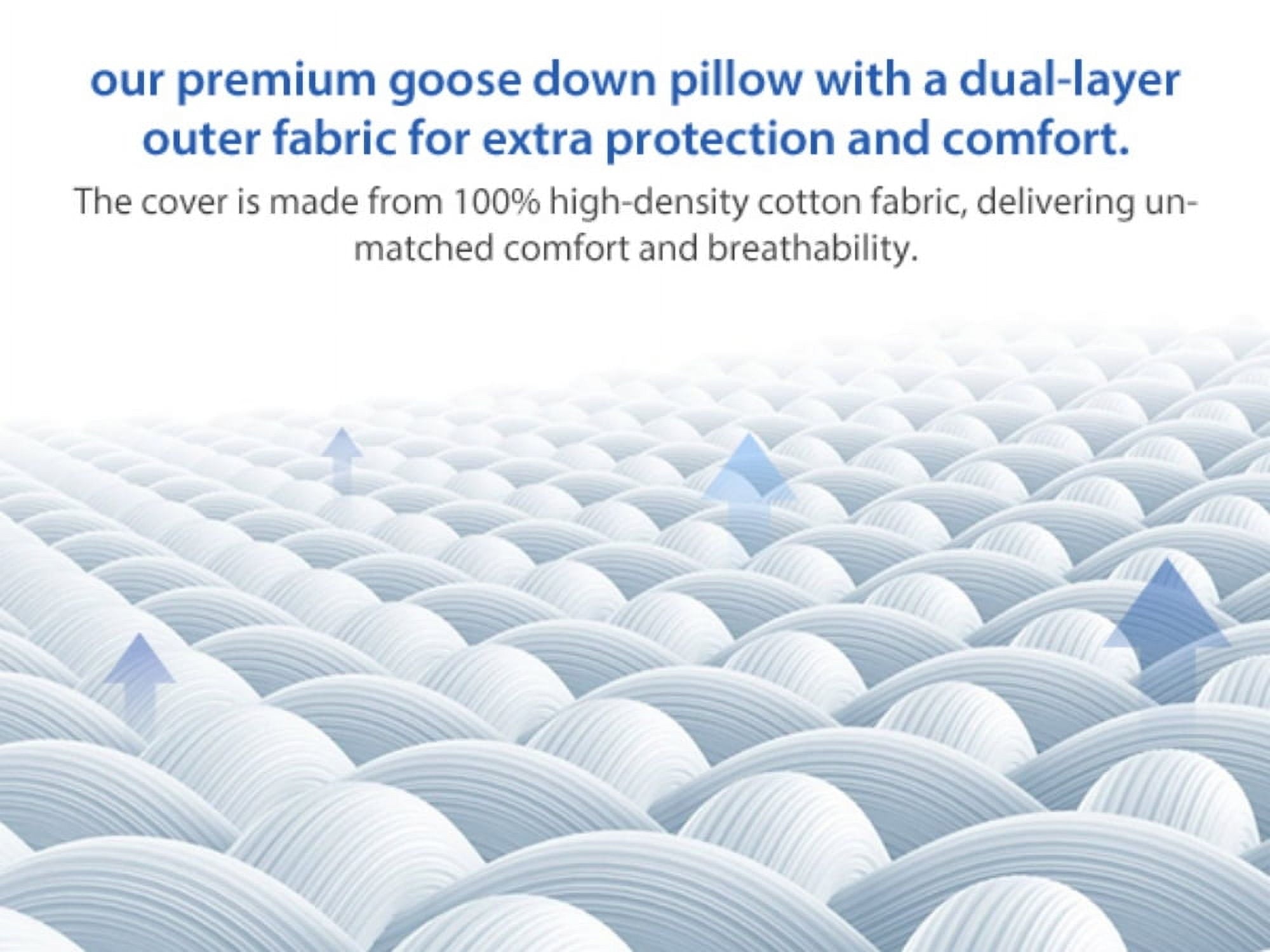 Ergonomic Memory Foam Goose Feather and Down Pillows Queen Size Set of 2 Luxury Hotel Bed Pillows with Cotton Cover - Hotel Quality Plush Sleeping Pillows Detail
