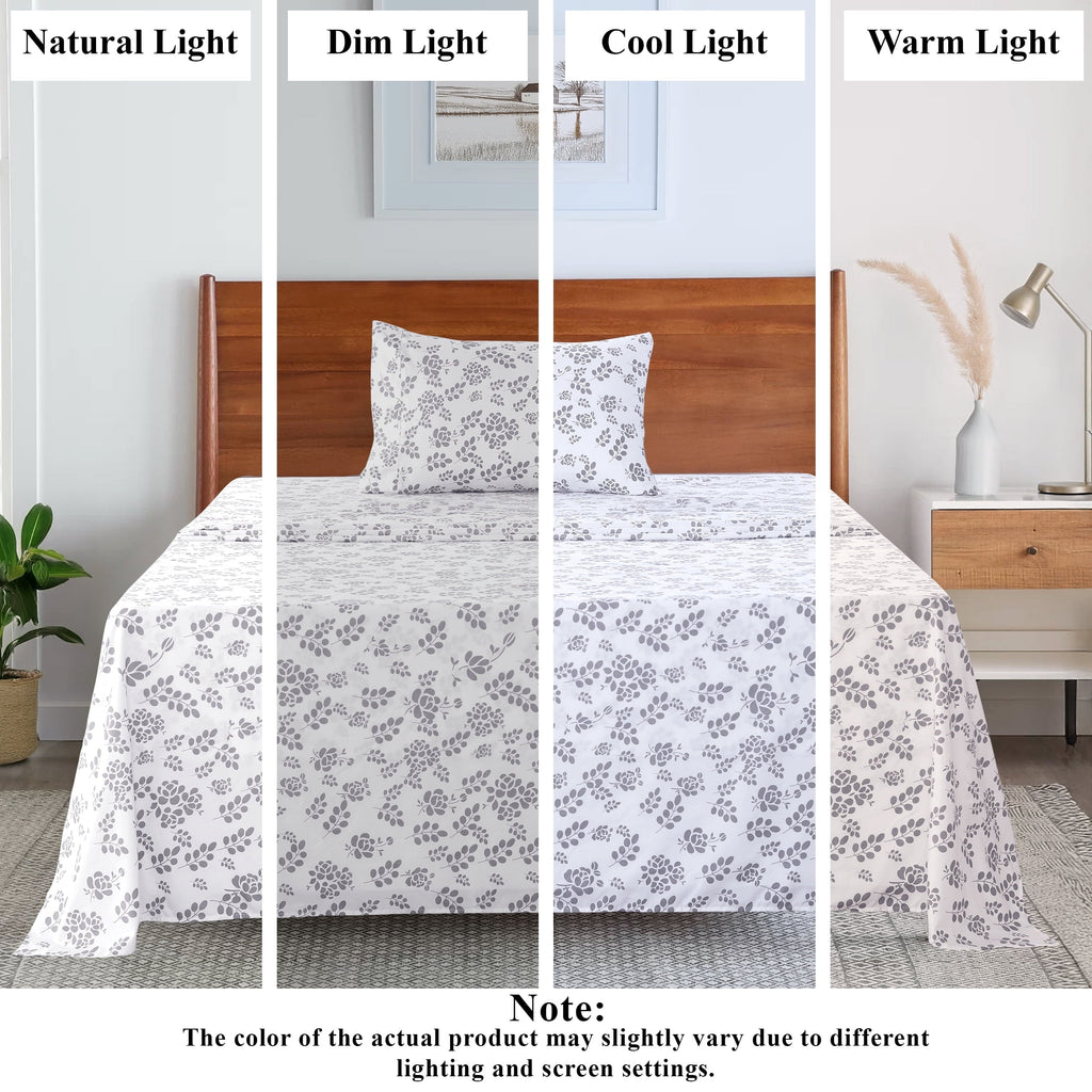 Cooling Sateen Lux Decor Twin Microfiber Bed Sheets - 3 Piece Floral Sheet Set, Soft Breathable Bedding, Wrinlkle Resistant, OEKO-TE... - Cooling Hotel Quality Bedding Sheets and Pillowcases Detail