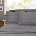 Breathable Luxury 600 100% Cotton Wrinkle Free Striped Sheet Set (Twin, Gray) - Premium Ultra-Soft Pillowcase Pair for Sleeping - Default Title