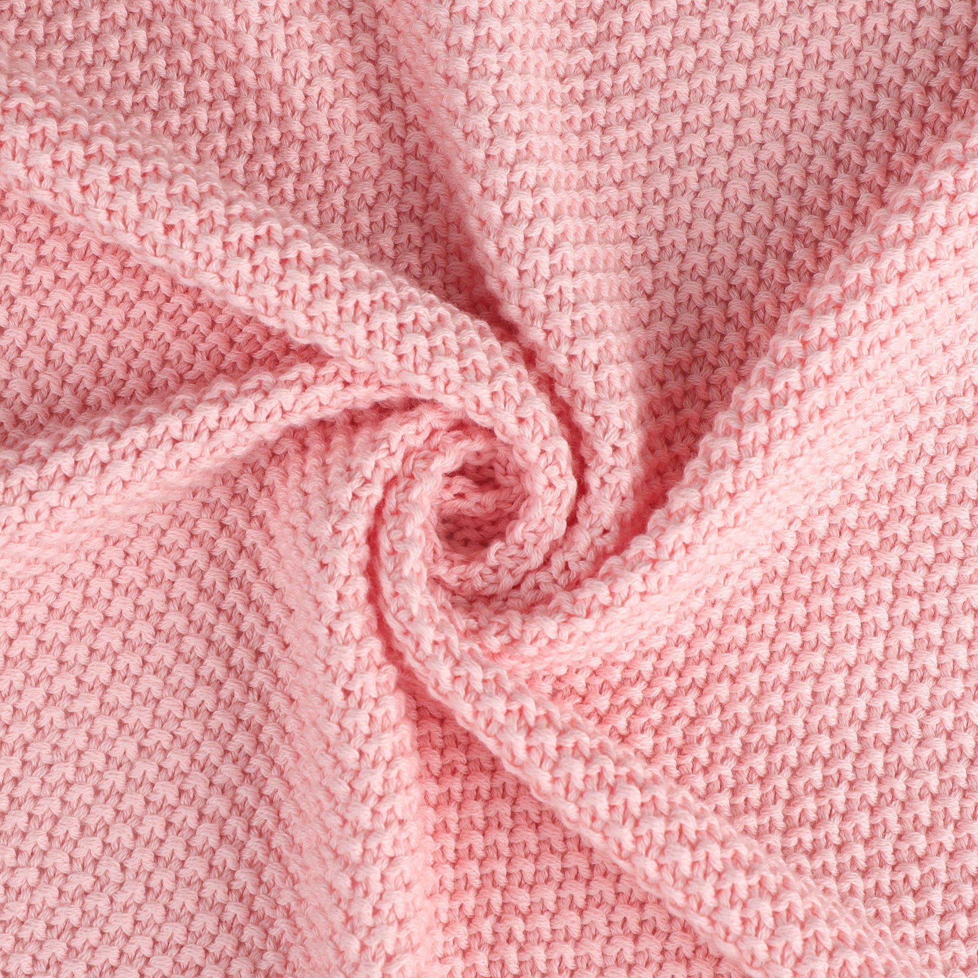 Reversible Sherpa Pure Cotton Soft Cable Knit Throw Blanket Pink 50" x 70" - Lightweight Plush Warm Blanket for All Seasons Detail