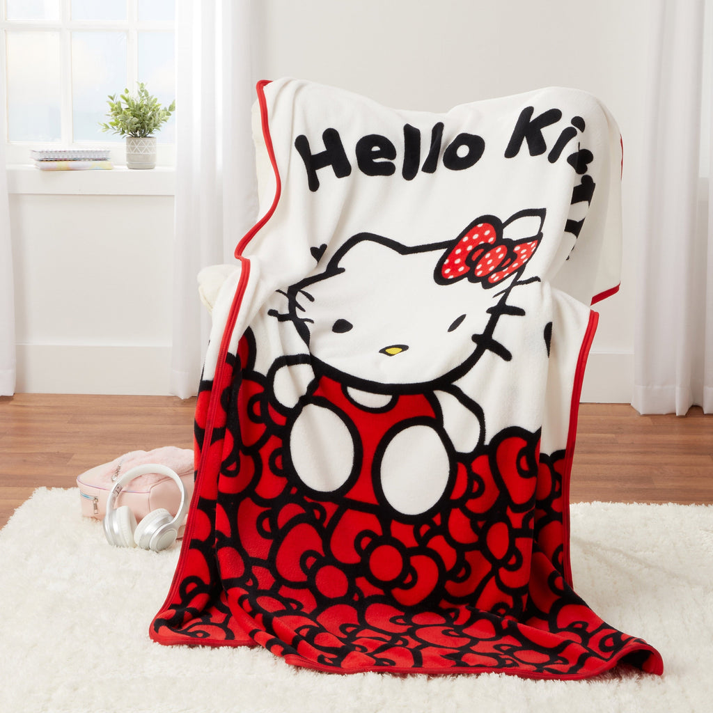 Super Soft Flannel Kids Red White Print Fleece Throw Blanket, 46 x 60 - Luxury Knitted Decorative Throw Blanket with Fringes Detail