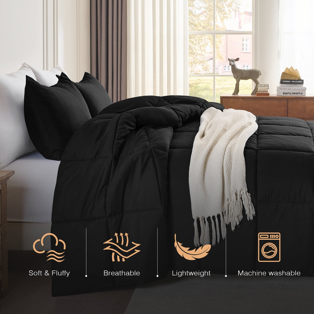 All-Season Queen Size Comforter Sets, 3 Piece Soft Quilted Bedding Sets, All-Season Down Alternative Comforter with 2 Pillow Sha... - Luxurious Quilted Duvet Cover Set Detail