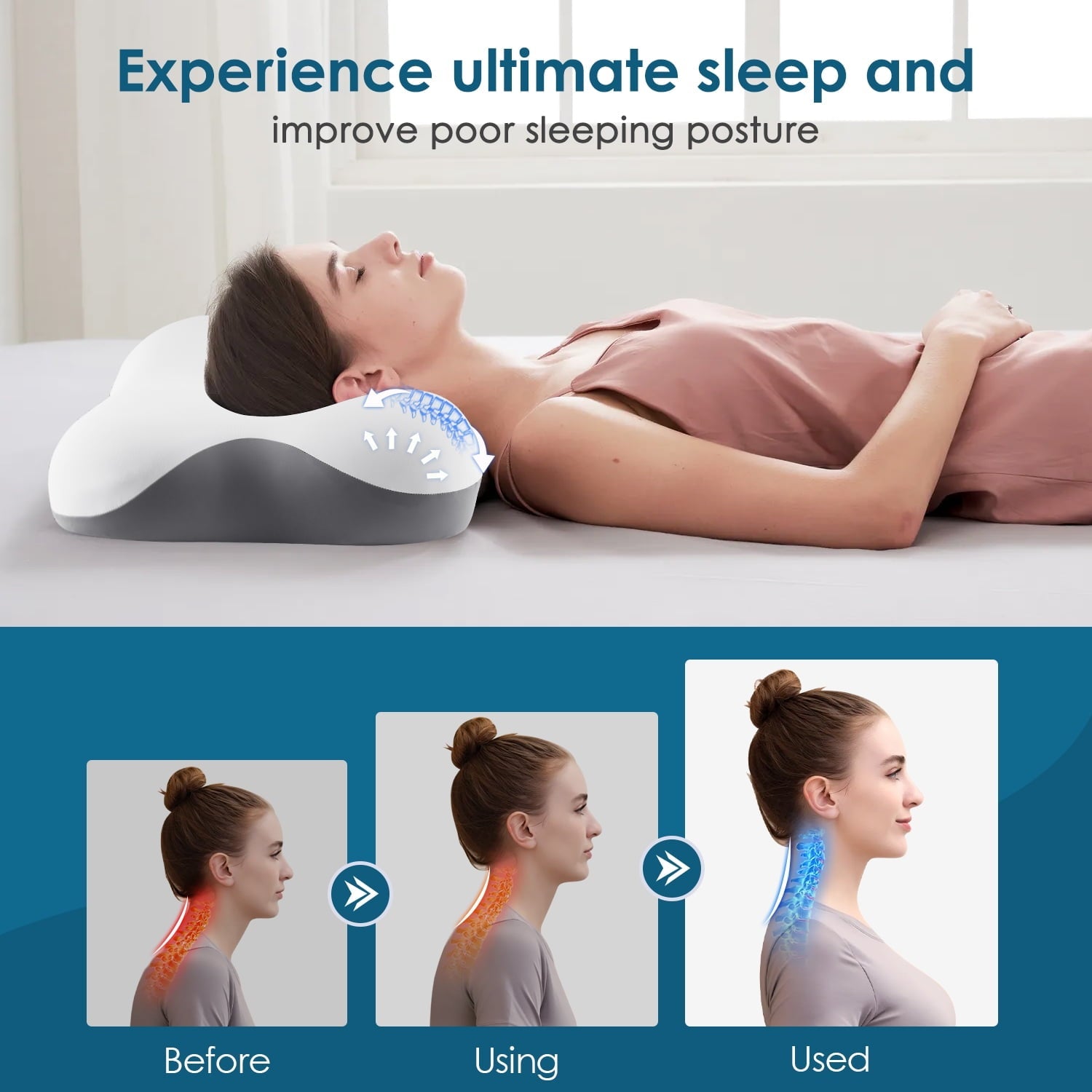 Fluffy Shredded Memory Foam Bed Pillow for Pain Relief,Ergonomic Memory Foam Pillows for Sleeping for Side Back Stomach&Sleepers with... - Hotel Quality Plush Sleeping Pillows Detail