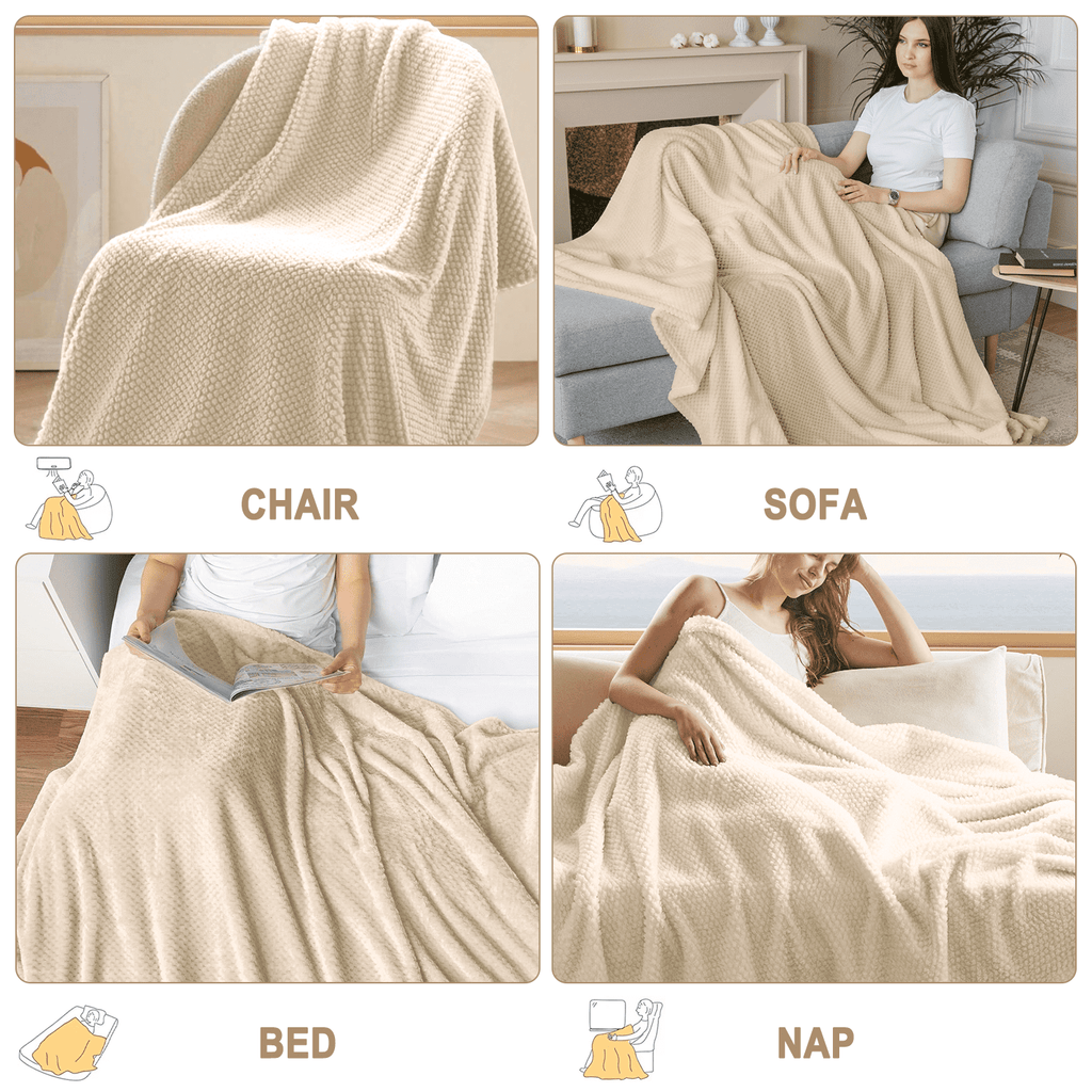 Cozy Fleece Ultra Soft Throw Blanket, Warm Cozy Blankets for Couch Bed Chair, Breathable and Lightweight Blankets for All Seasons... - Cozy Fleece Throw Blanket for Couch & Bed Detail