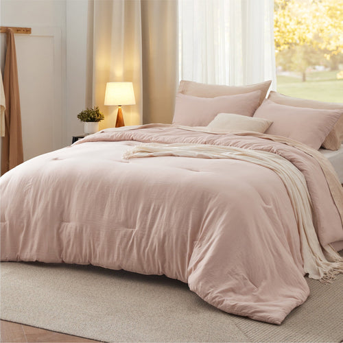 All-Season 2 Pieces Twin Comforter Bedding Set, Pink Comforter Set for All Seasons, 1 Lightweight Prewashed Comforter and 1 Pill... - Luxurious Quilted Duvet Cover Set Detail