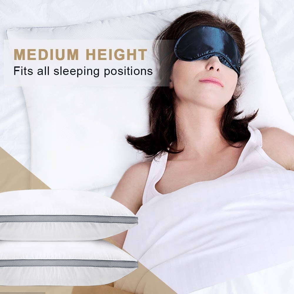 Ergonomic Memory Foam 2 Pack Cotton Down Alternative Pillows,Queen Size Bed Pillows Gusseted Hypoallergenic - Decorative Throw Pillow Cushion for Sofa & Bed Detail