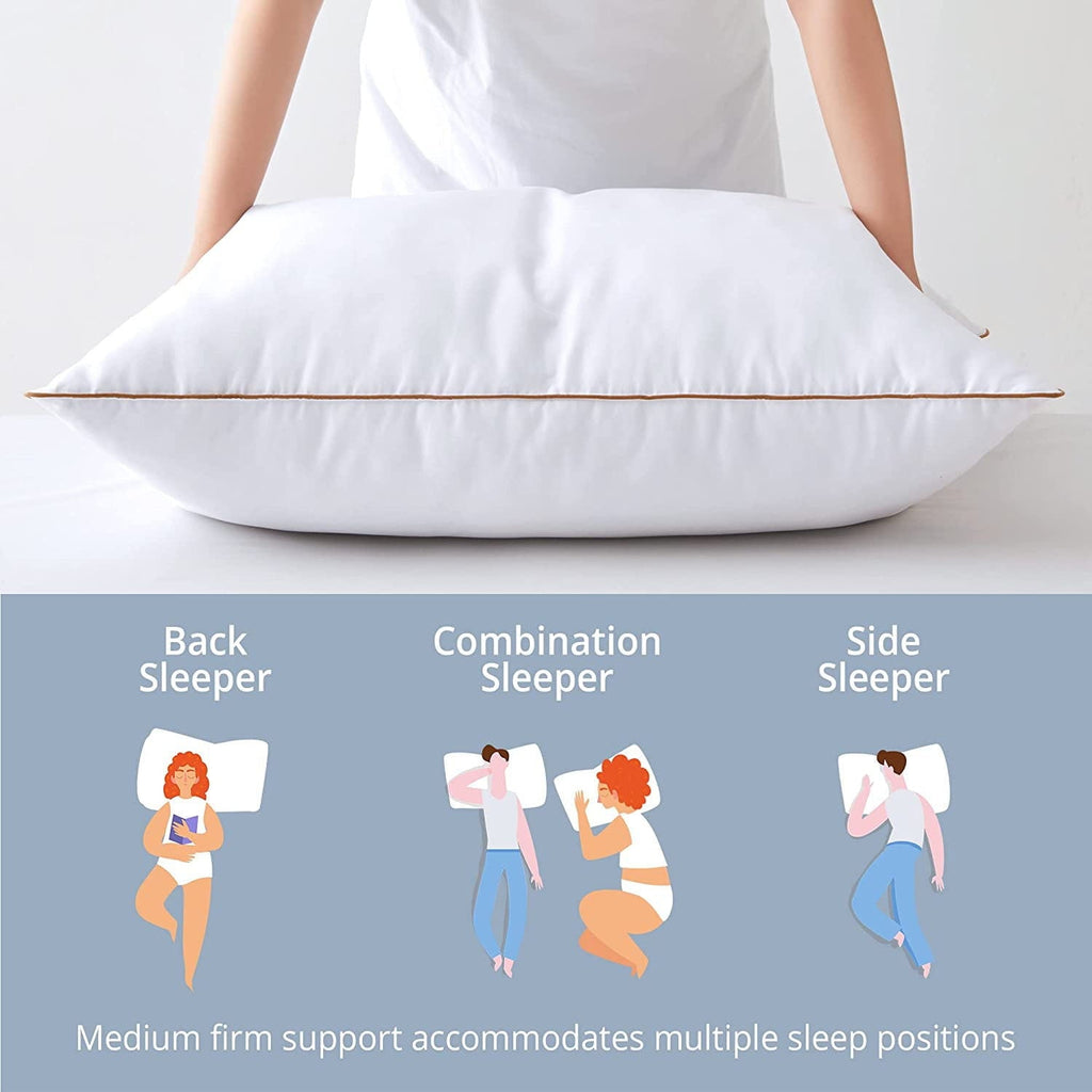 Decorative Plump Down Feather Pillows for Bed 20 x 30 Inches Queen Size Set of 2, Medium Firm Luxury Cooling Hotel Collection Feather ... - Hotel Quality Plush Sleeping Pillows Detail