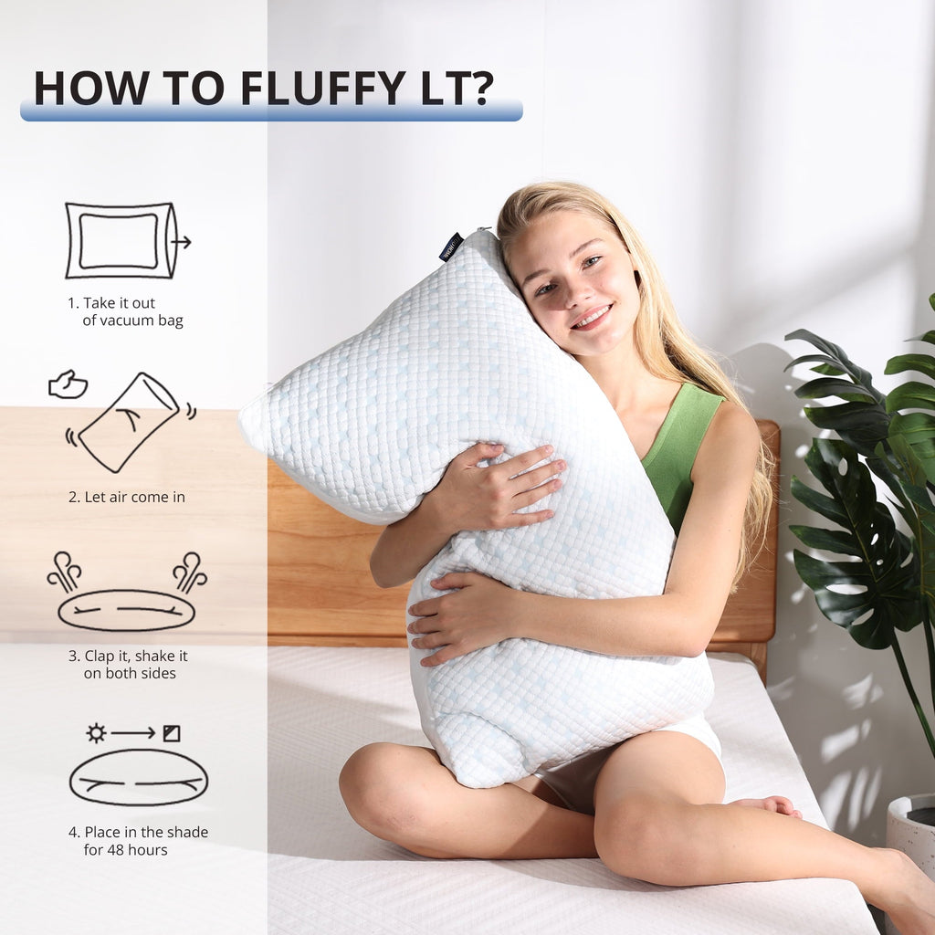 Orthopedic Support 2-Pack Adjustable Cooling Bed Pillows, Shredded Memory Foam Pillows Set of 2, Standard Queen, Dual Sides - Orthopedic Shredded Foam Bed Pillow Set Detail