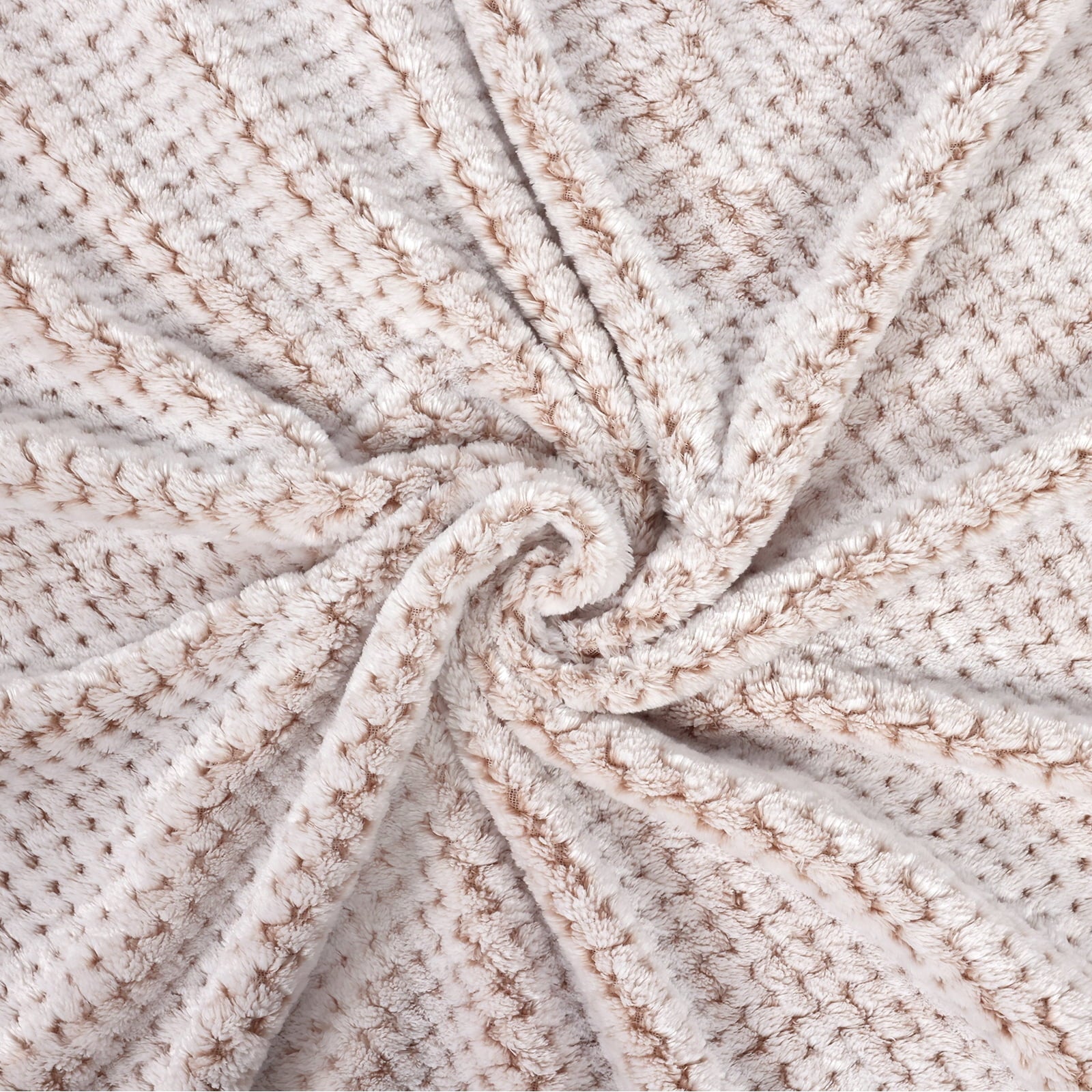 Lightweight Warm Waffle Textured Mixed Camel Fleece Blanket, Super Soft and Warm 50"x70" Throw Blanket for Couch, Cozy, Fuzzy and Ligh... - Super Soft Reversible Sherpa Flannel Blanket Detail