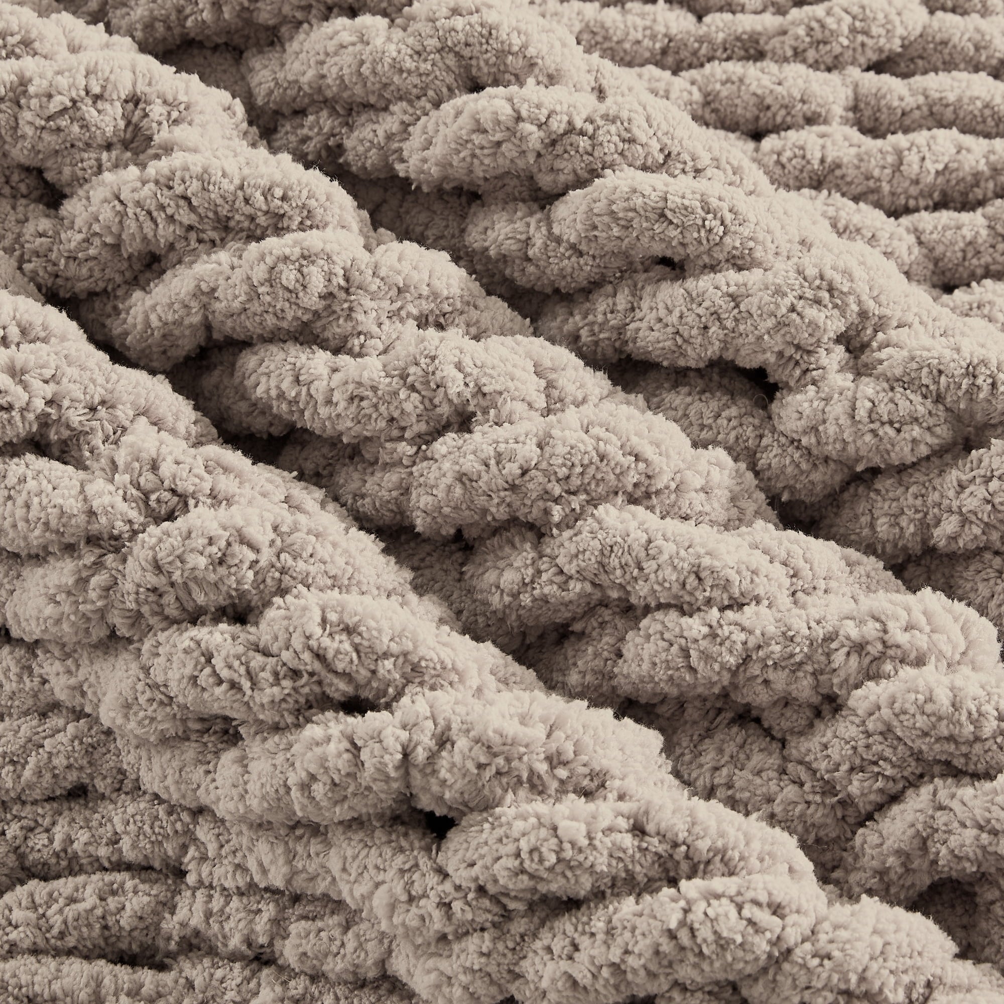Reversible Sherpa Chunky Knit Throw Blanket Handmade Soft Throws for Couch Sofa Bed, 50" x 60" Taupe - Cozy Fleece Throw Blanket for Couch & Bed Detail
