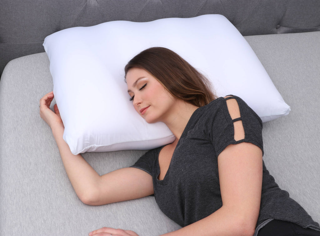 Hotel Collection Microbead Cloud Pillow Bed, X-Large, White - Ergonomic Memory Foam Pillow for Neck Pain Support Detail