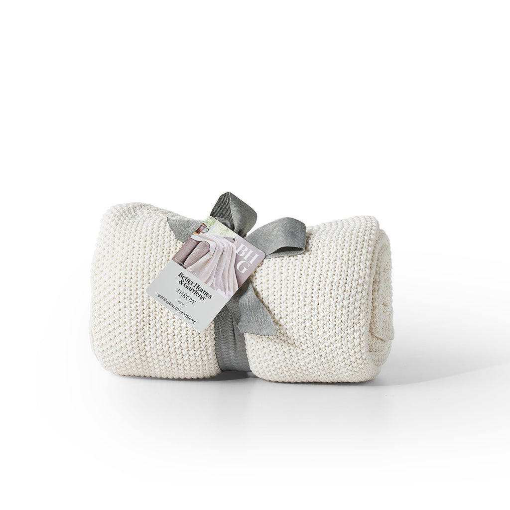 Cozy Fleece Chunky Knit Papyrus Throw, Cotton-Blend, 50"x60", 2.3 lb, All Ages - Super Soft Reversible Sherpa Flannel Blanket Detail
