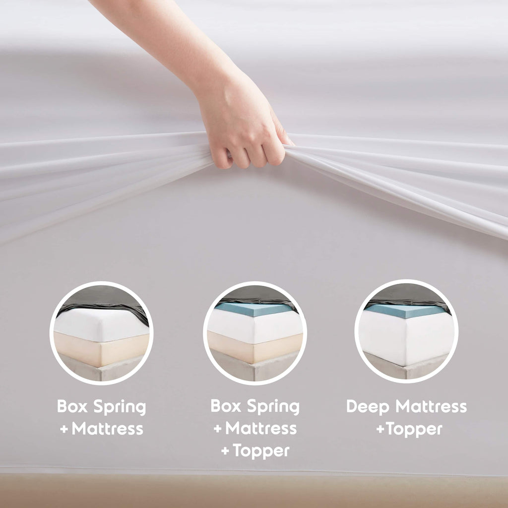 Ultra-Soft Set, Hotel Style Deep Pocket 4 Piece Bed , Luxury Soft Microfiber Sheet Sets, White - Premium Ultra-Soft Pillowcase Pair for Sleeping Detail