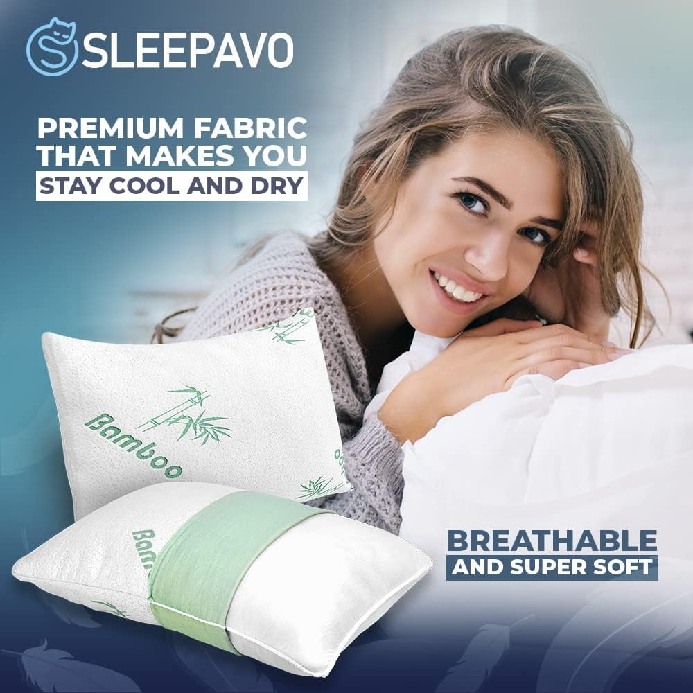 Ergonomic Memory Foam Memory Foam Pillows Queen Size Set of 2 - Cooling Bed Pillows for Sleeping - Back, Stomach, Side Sleeper Firm, Comfy ... - Hotel Quality Plush Sleeping Pillows Detail