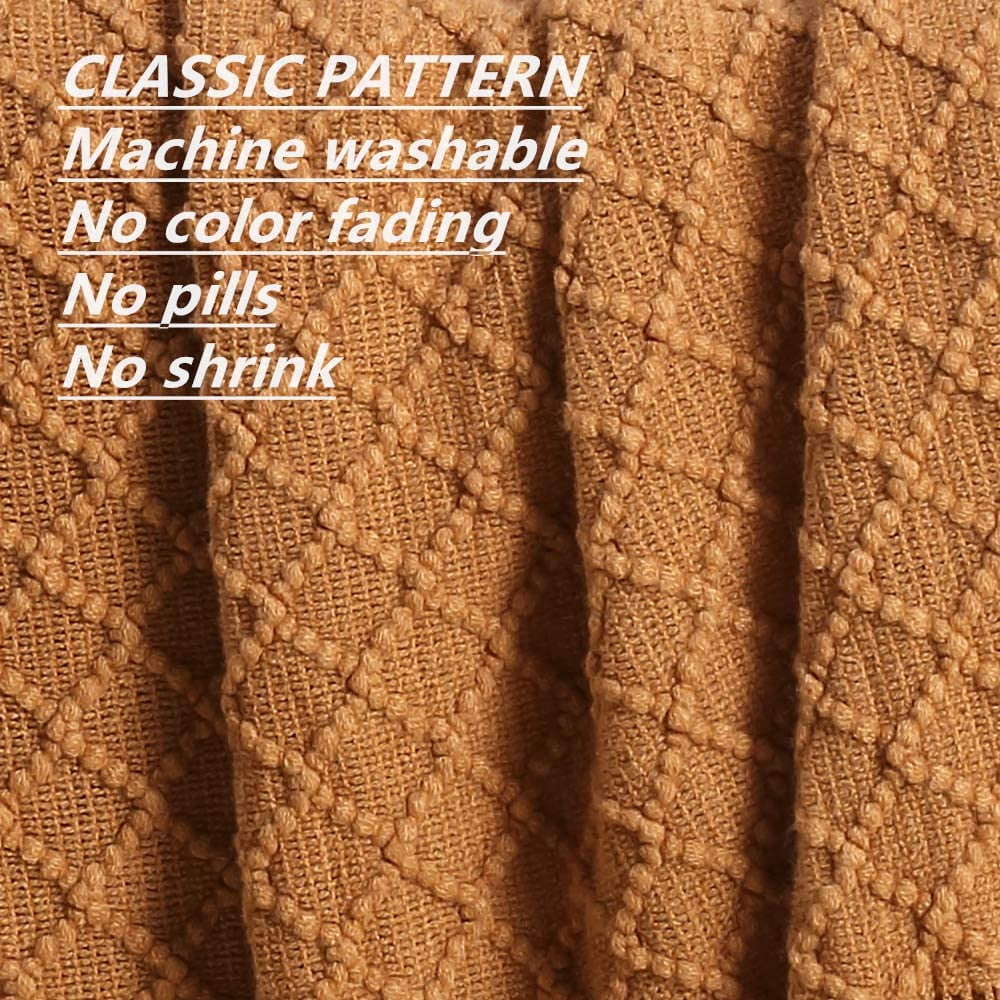 Super Soft Flannel Home Decor Rustic Couch Sofa Chair Bed Throw Blanket, Soft Warm Light Weight in Spring Summer (50''X60'' Brown) - Luxury Knitted Decorative Throw Blanket with Fringes Detail