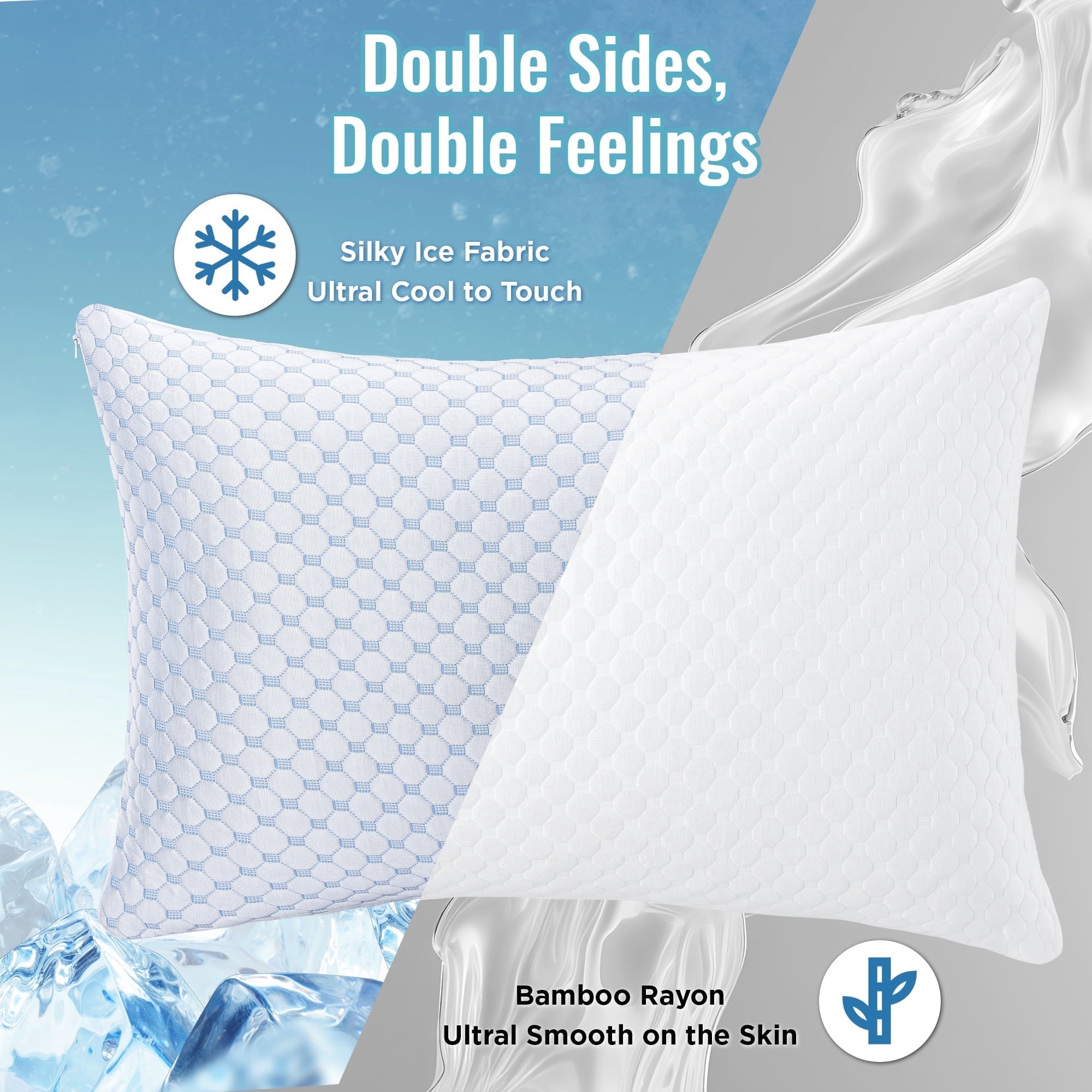 Fluffy Shredded 2 Pack Cooling Pillow for Sleeping, Memory Foam Pillows Cool Bed Pillows Hotel Reversible Pillow with Washable Remova... - Ergonomic Memory Foam Pillow for Neck Pain Support Detail