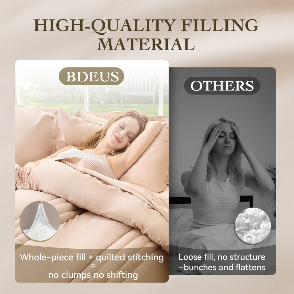Fluffy Down Alternative Twin Comforter Set 4 Pieces,Comforter Set,Bed in a Bag, Bedding Set with Comforter,Fitted Sheet,Flat Sheet,Pillowcase... - Luxurious Quilted Duvet Cover Set Detail