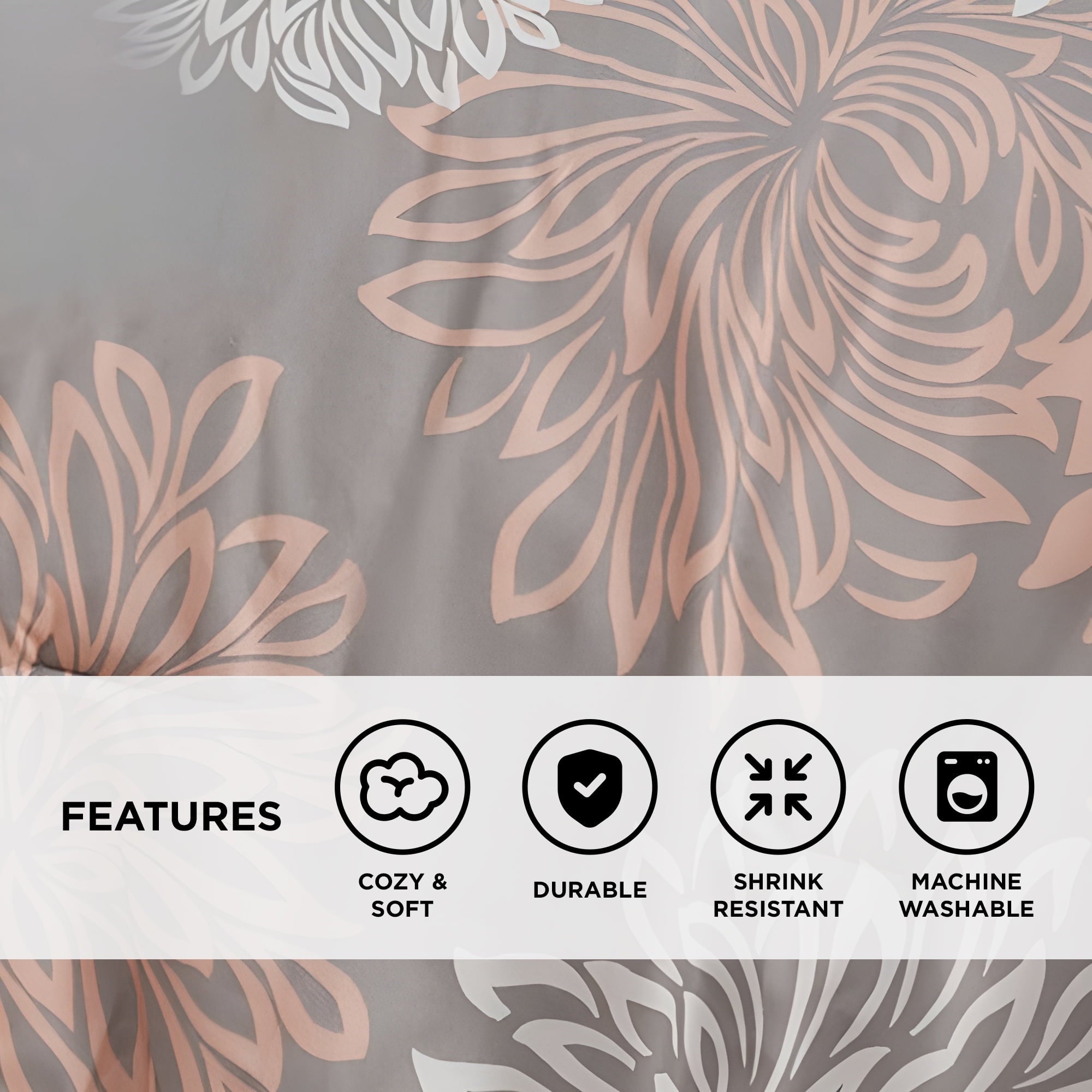 Fluffy Down Alternative King Size Comforter Set, 5-Piece Floral Bedding Set for All Season, Blush Comforter Set King with Bed Skirt - Hypoallergenic Ultra-Fluffy Quilt for Winter Detail
