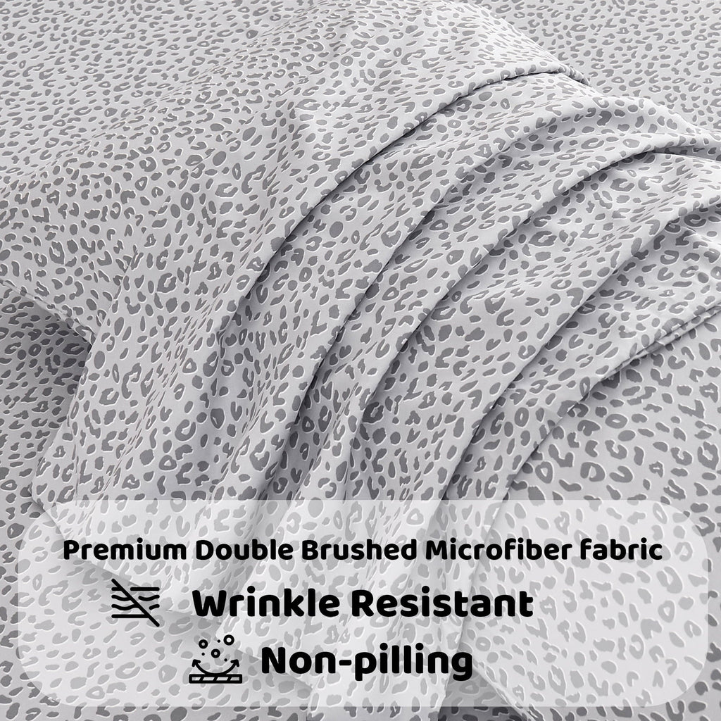 Cooling Sateen Floral King Sheets, Soft Breathable Microfiber Printed Bed Sheet Set, Deep Pocket Non-Slip Fitted Sheet Included - Cooling Hotel Quality Bedding Sheets and Pillowcases Detail