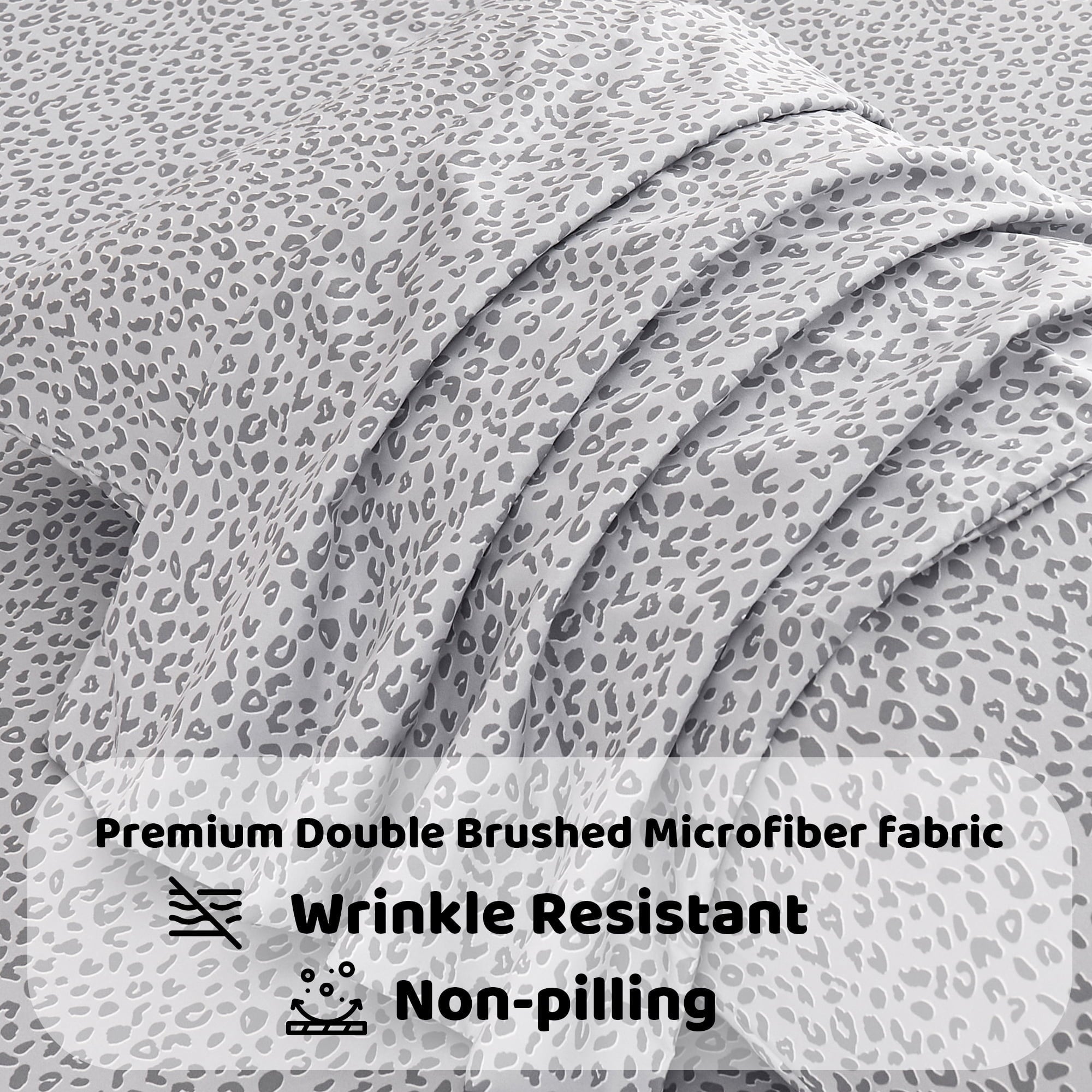 Cooling Sateen Floral King Sheets, Soft Breathable Microfiber Printed Bed Sheet Set, Deep Pocket Non-Slip Fitted Sheet Included - Cooling Hotel Quality Bedding Sheets and Pillowcases Detail