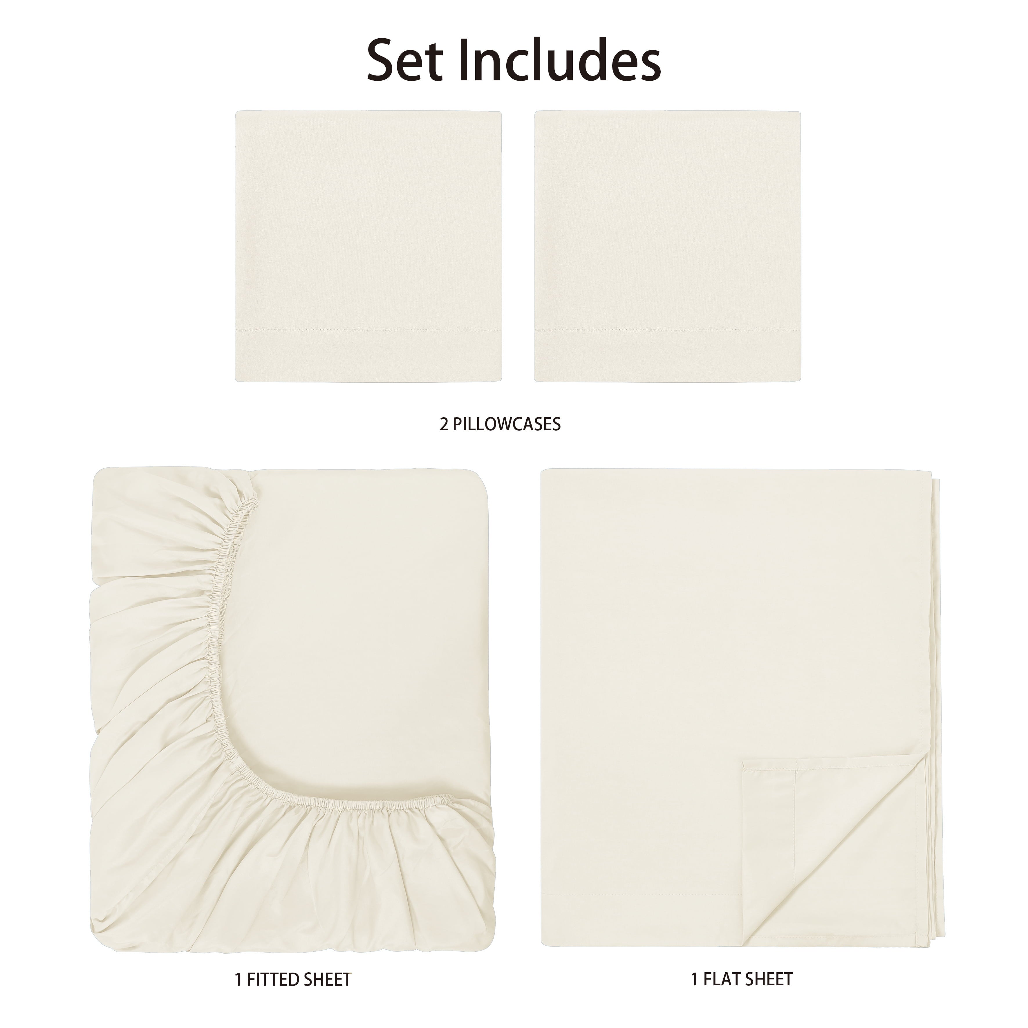 Breathable Luxury Basic Value Microfiber Bed Sheet Set, Vanilla Dream, Full, 4 Piece - Breathable Egyptian Cotton Flat & Fitted Sheets Detail