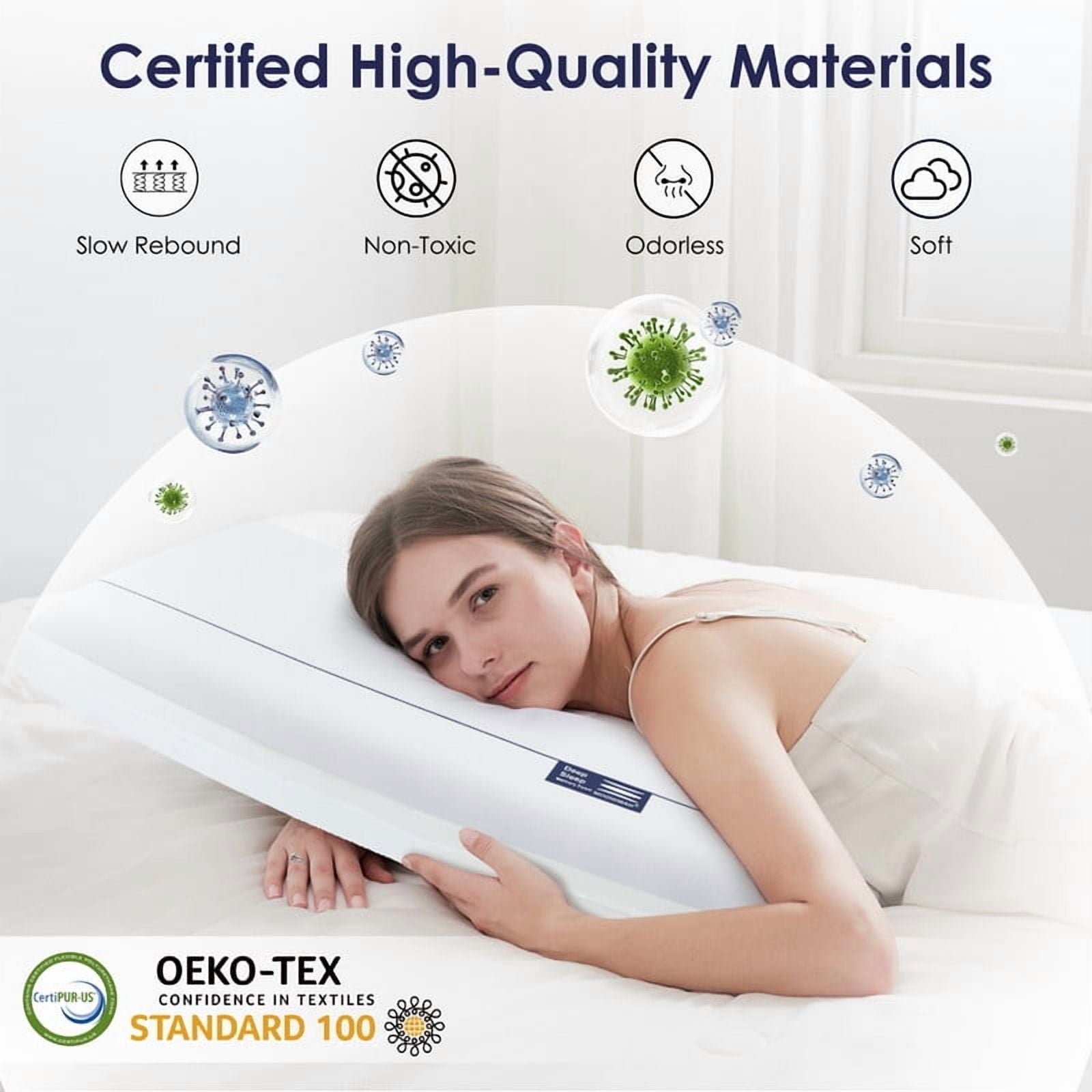 Hotel Collection Cooling Memory Foam Bed Pillow for Neck Pain Relief, Two-Sided Cooling Pillow for Back, Stomach and Side Sleepers, Tw... - Ergonomic Memory Foam Pillow for Neck Pain Support Detail