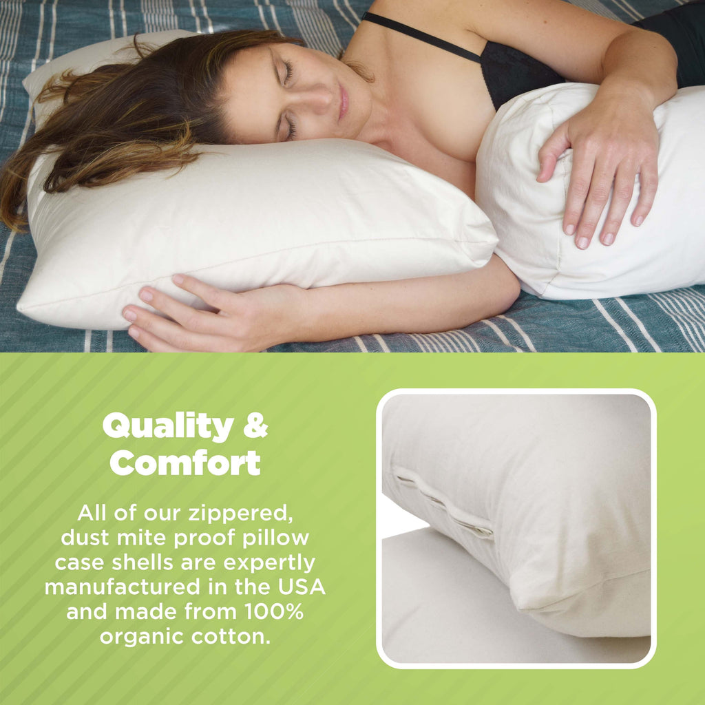 Hotel Collection Kapok 20x26" Standard Bed Pillow – Organic Cotton Fabric Soft Sleeping Pillow - Made in USA - Hotel Quality Plush Sleeping Pillows Detail
