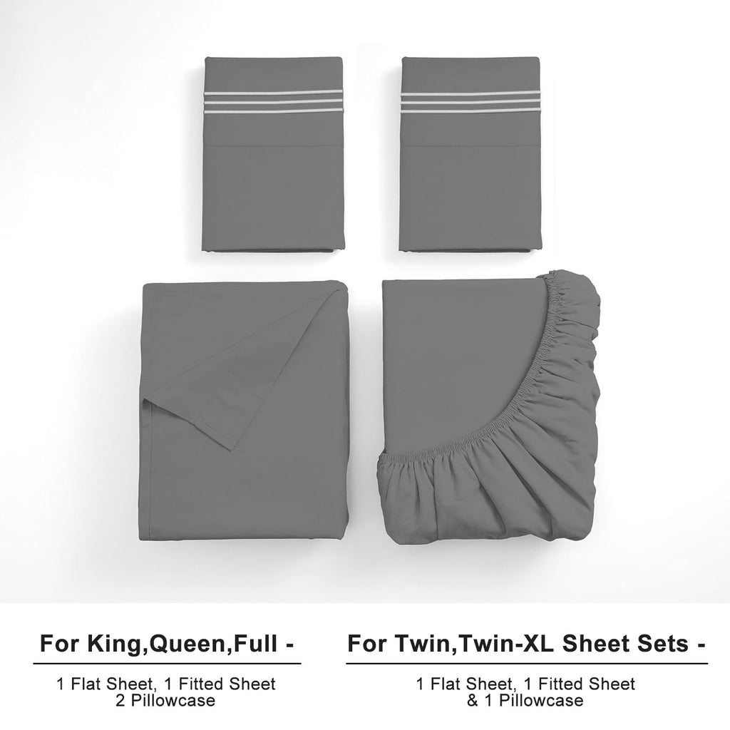 Cooling Sateen Size, Microfiber Cooling , Breathable & Hypoallergenic 4 Pieces Luxury Soft Sheet Set, Mattress Fitted up... - Cooling Hotel Quality Bedding Sheets and Pillowcases Detail