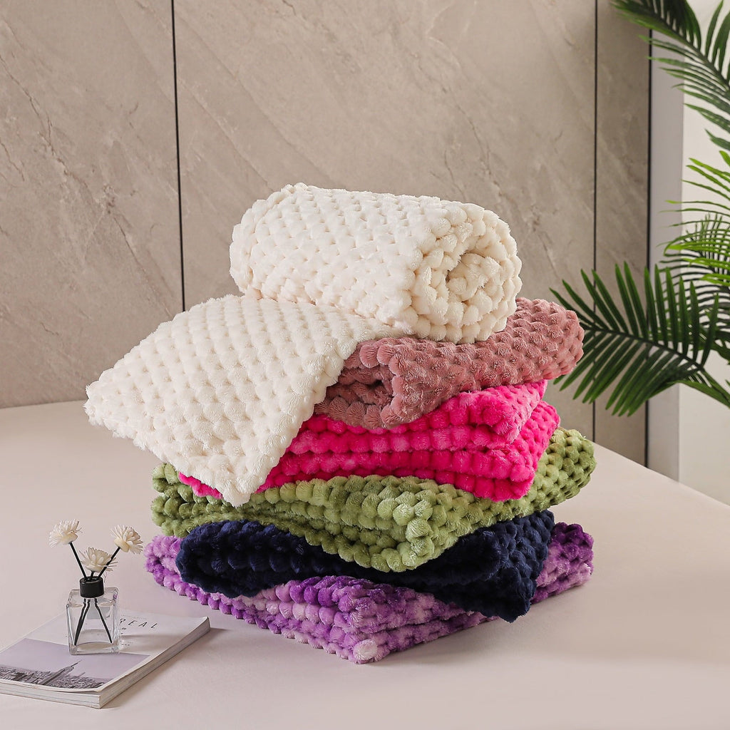 Reversible Sherpa Large Soft Fleece Throw Blanket, 50"x70" Stylish Jacquard Throw Blanket for Couch, Cozy, Warm, Lightweight Dusty Pink... - Lightweight Plush Warm Blanket for All Seasons Detail