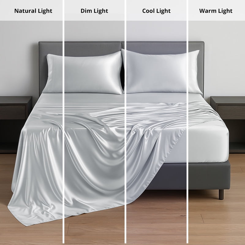 Premium Egyptian Cotton Lux Decor Luxury Satin Sheets King Size - 4 Piece Cooling Bed Sheet Set, Silky Soft & Smooth, Deep Pockets up to 15",... - Breathable Egyptian Cotton Flat & Fitted Sheets Detail