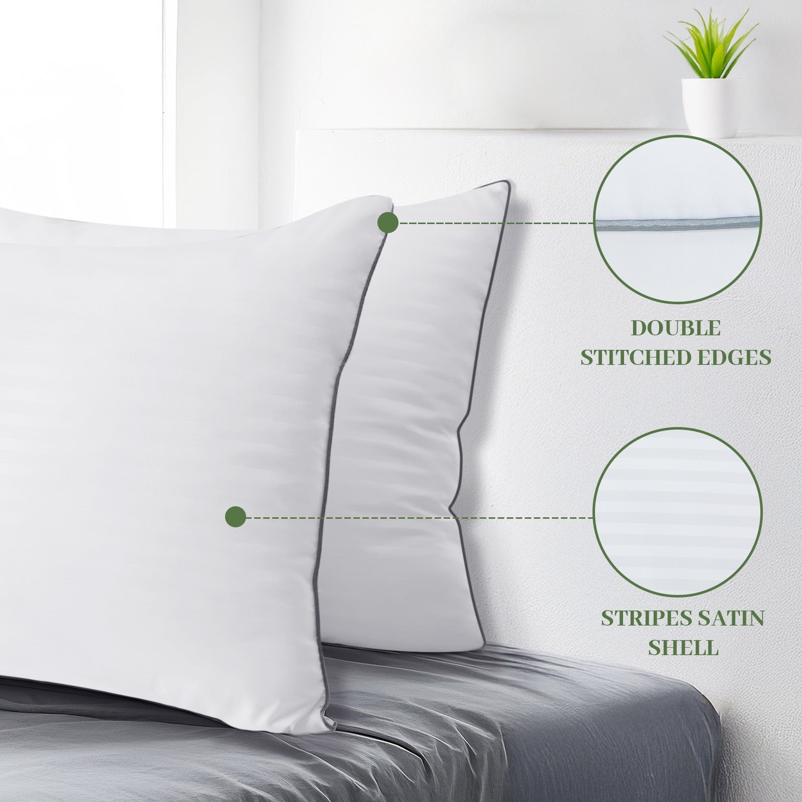 Fluffy Shredded Pillows Standard Size Set of 2, Hotel Quality, Down Alternative Gusseted Bed Pillows for Side, Back, And Stomach Slee... - Orthopedic Shredded Foam Bed Pillow Set Detail