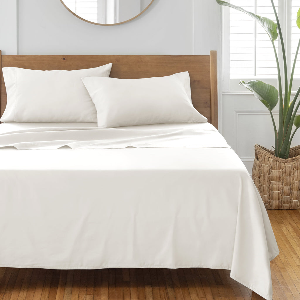 Wrinkle-Resistant 4-Piece 400 Thread Count Vanilla Dream Performance Bed Sheet Set, King - Luxury Bed Sheet Set with Deep Pockets Detail