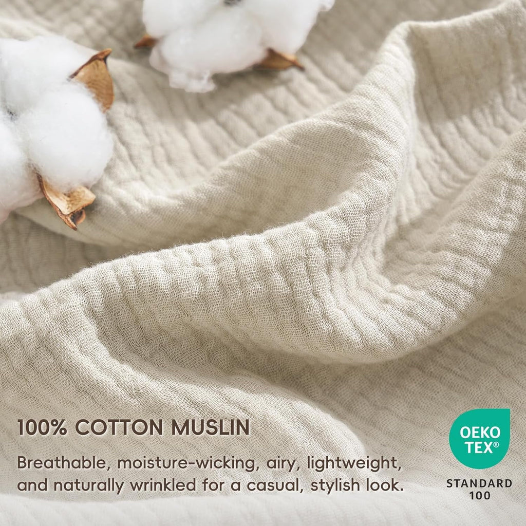 Fluffy Down Alternative Cotton Muslin Comforter Set Queen Size, Ultra Soft Breathable & Lightweight Bedding Set for All Seasons, 1 Comfy Comf... - All-Season Down Alternative Comforter Insert Detail