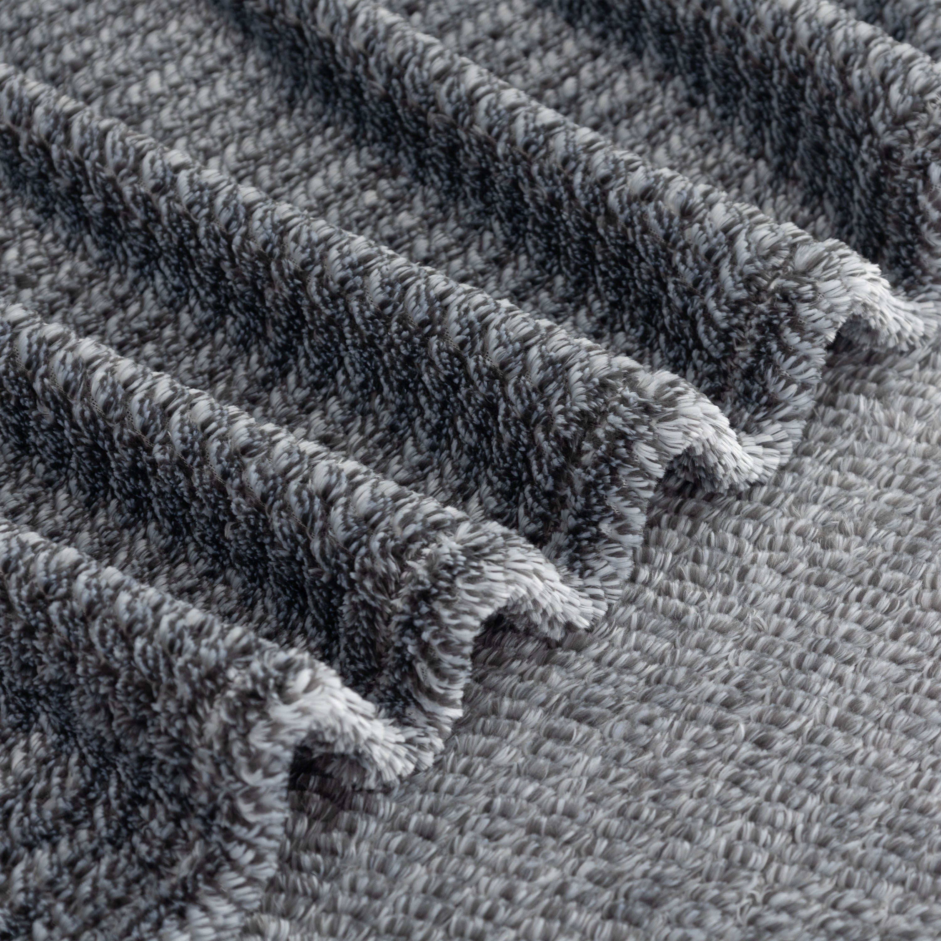 Super Soft Flannel Plush Textured Heathered Soft Oversized Throw Blanket, Gray - Cozy Fleece Throw Blanket for Couch & Bed Detail