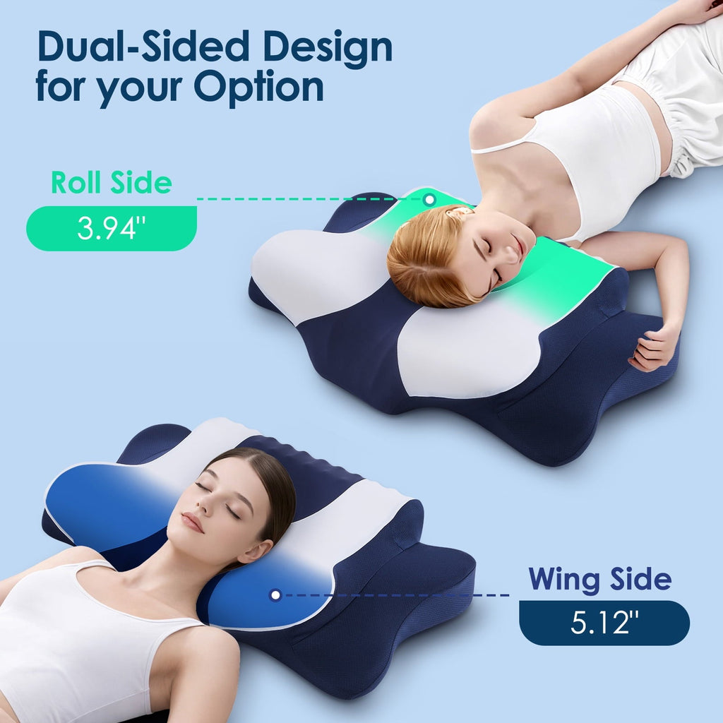 Fluffy Shredded Cervical Neck Pillow for Pain Relief Sleeping, Memory Foam Pillow Neck Pillow Bed Pillow with Pillowcase for Side Bac... - Hotel Quality Plush Sleeping Pillows Detail