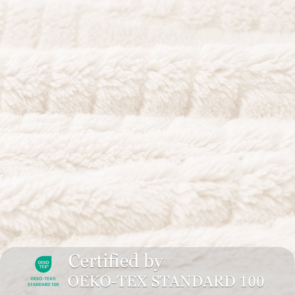Decorative Knitted Fluffy Fleece Throw Blanket 50"x60" for Couch, Bed, Sofa, Fuzzy Soft Cozy Throw with Decorative Jacquard Pattern for ... - Super Soft Reversible Sherpa Flannel Blanket Detail