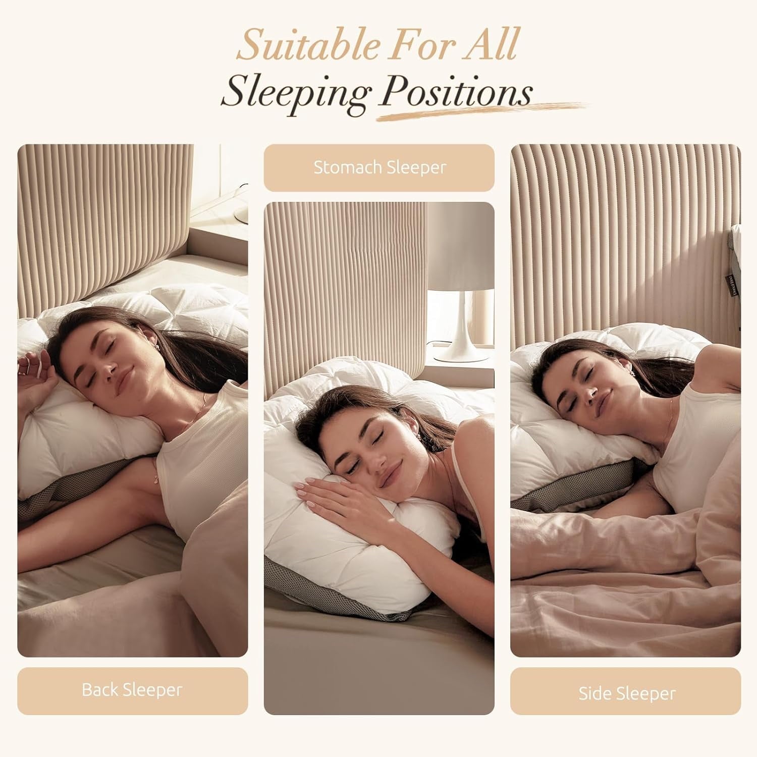 Decorative Plump Hotel Cervical Pillow for Sleeping – Ergonomic Contour Neck Support Bed Pillow, Fluffy and Supportive for Side, Back ... - Orthopedic Shredded Foam Bed Pillow Set Detail